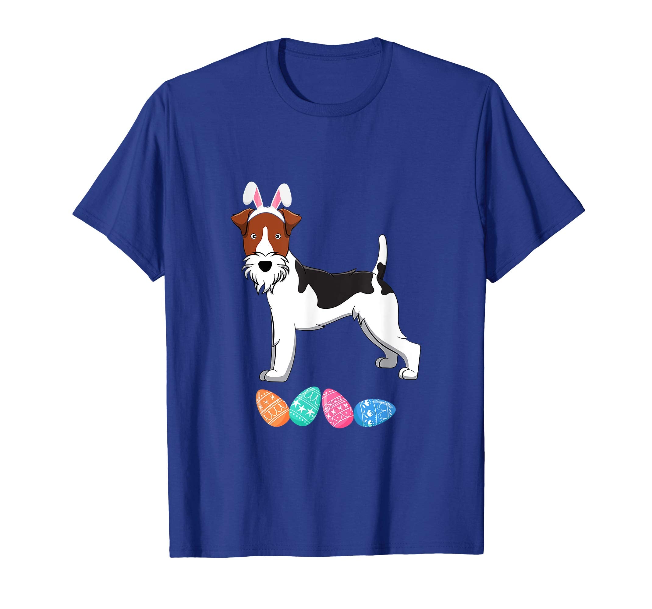 Funny Easter Fox Terier With Bunny Ears And Eggs T Shirt