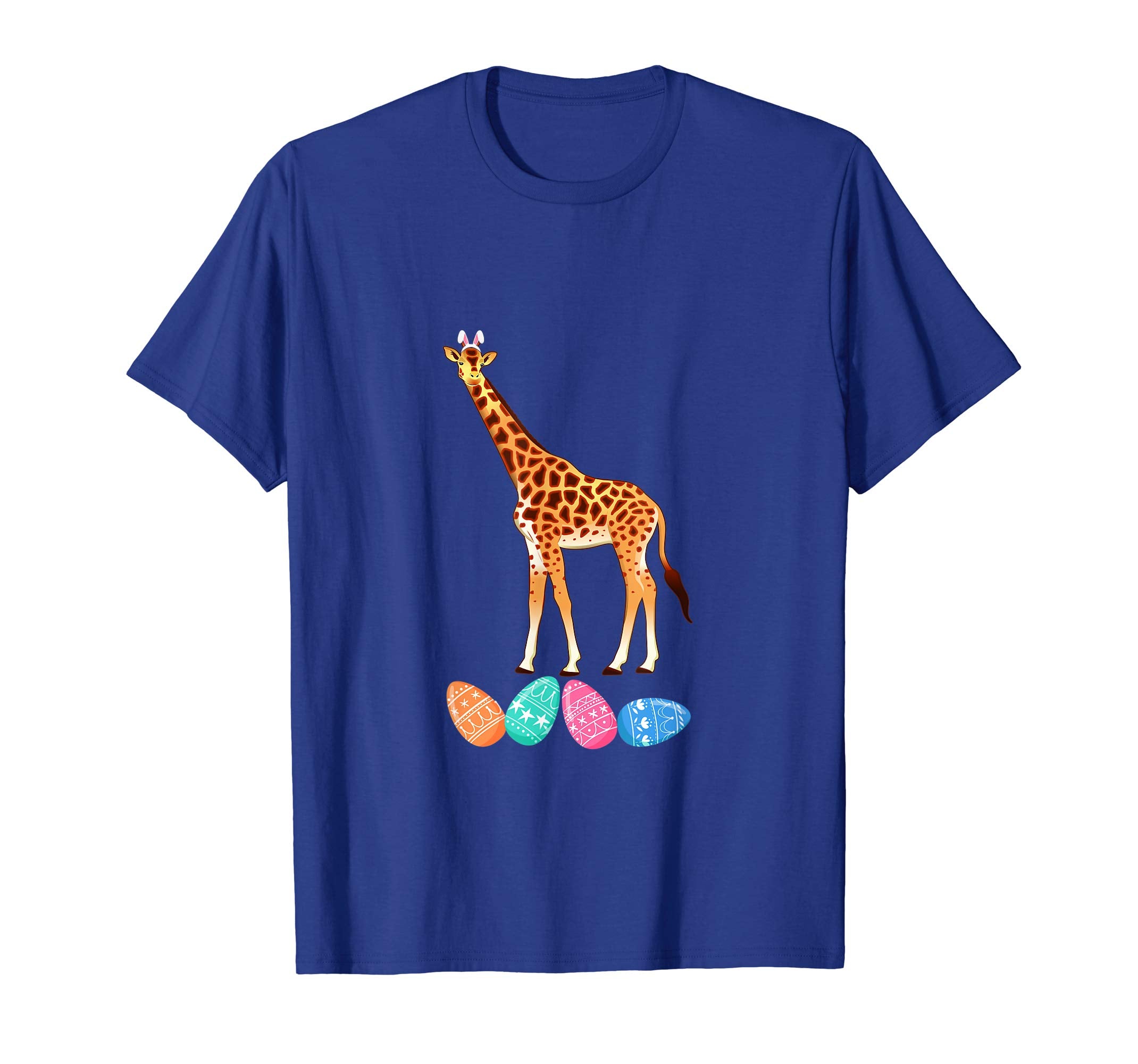 Funny Easter Giraffe With Bunny Ears And Eggs T Shirt