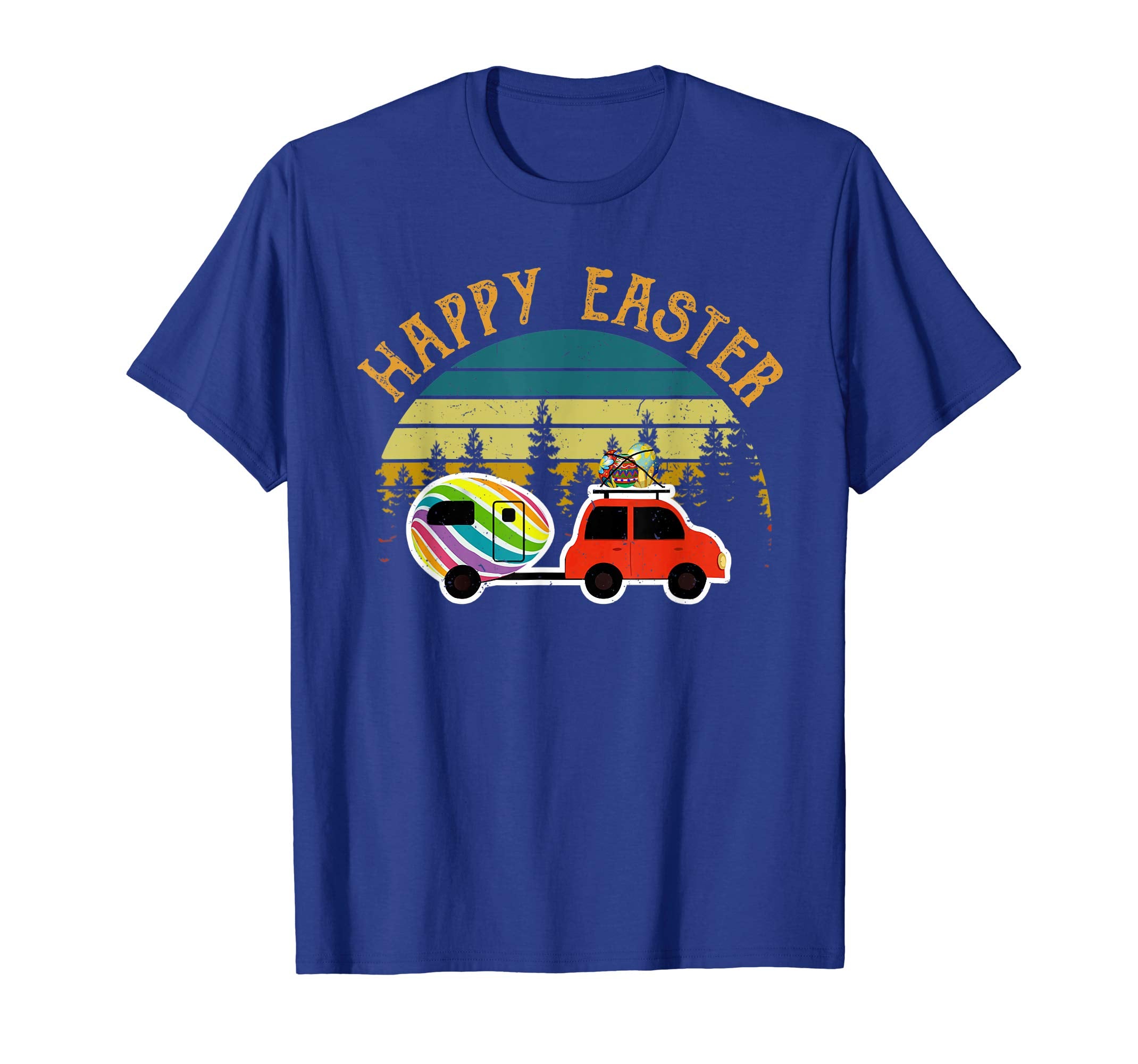 Camping T Shirt Happy Easter Day Bunny Eggs Vintage Gift