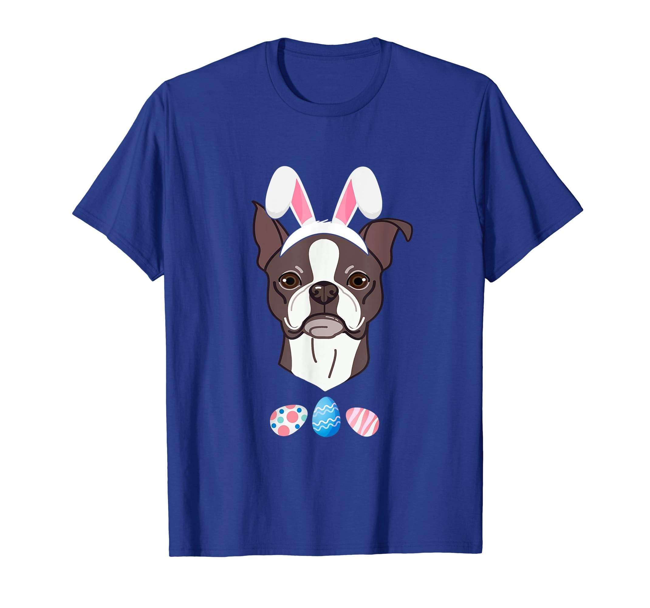 Funny Easter Boston Terrier With Bunny Ears And Eggs T Shirt