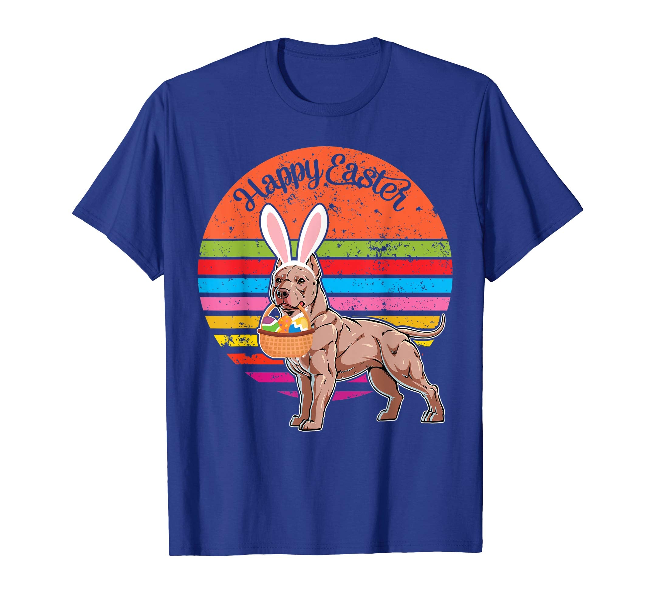 Pitbull Bunny Dog Easter Eggs Happy Easter Vintage Shirt