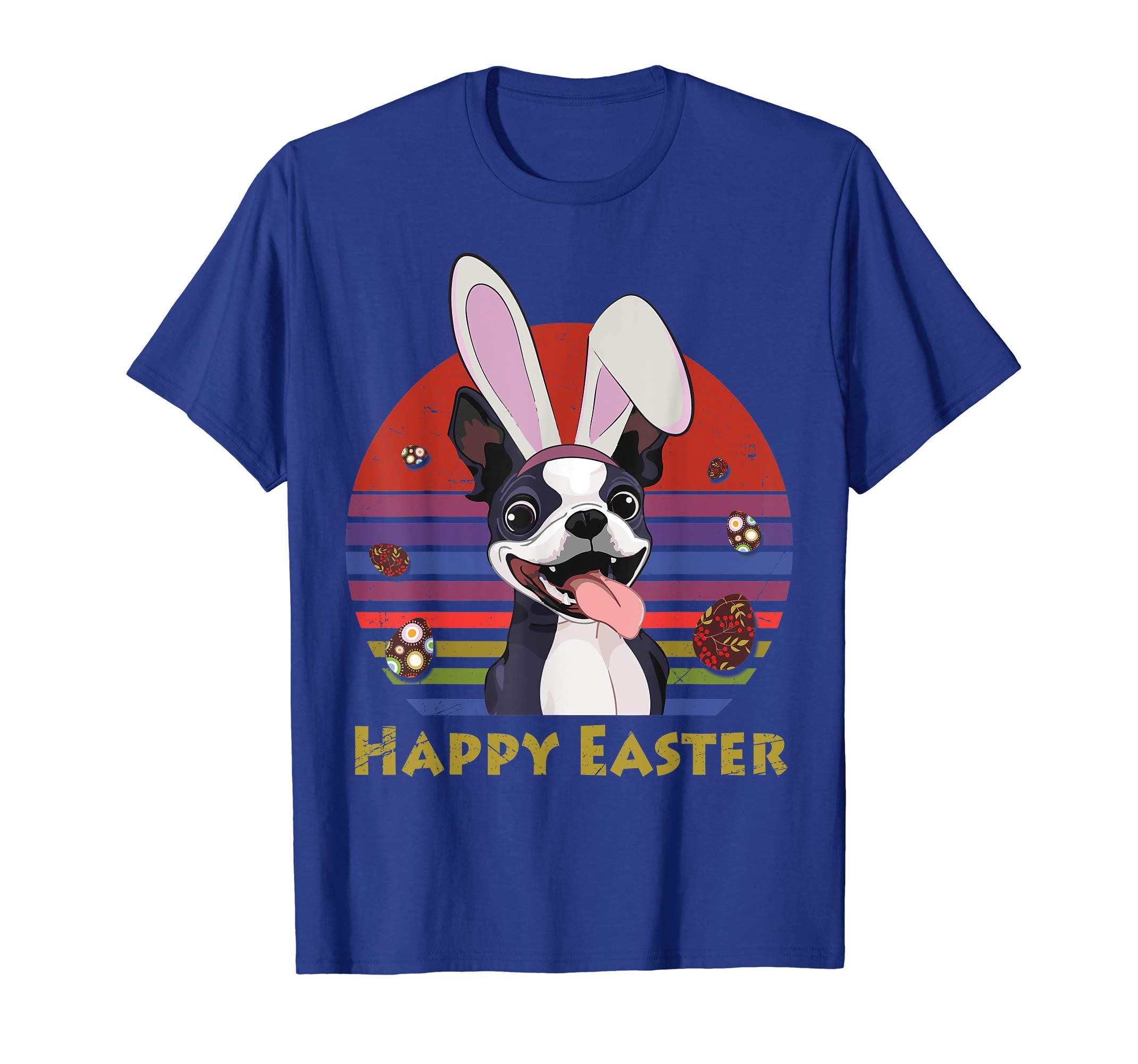 Boston Terrier With Bunny Headband Happy Easter Tshirt Gifts