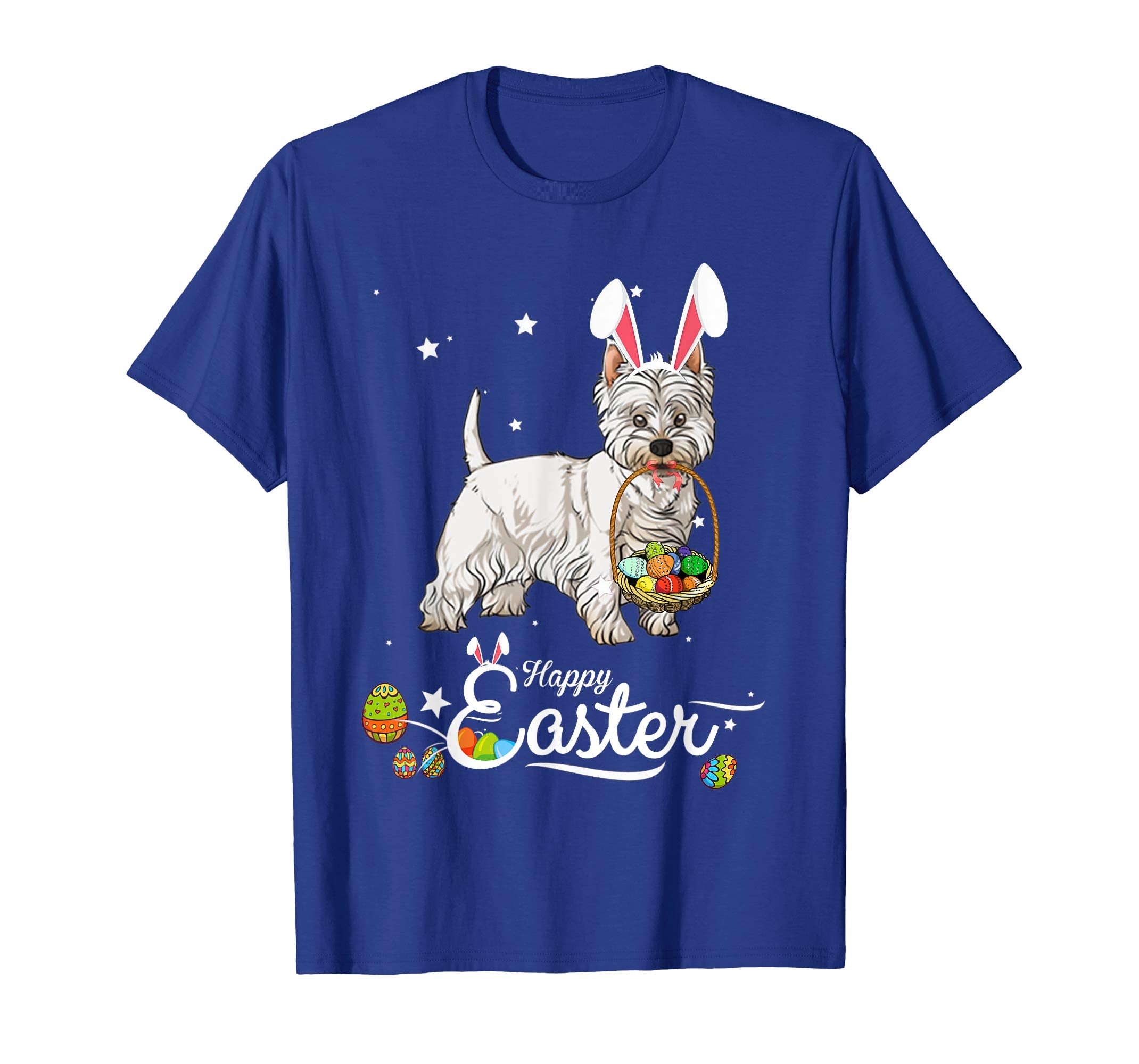 West Highland White Terrier Dog With Bunny Hat Easter TShirt