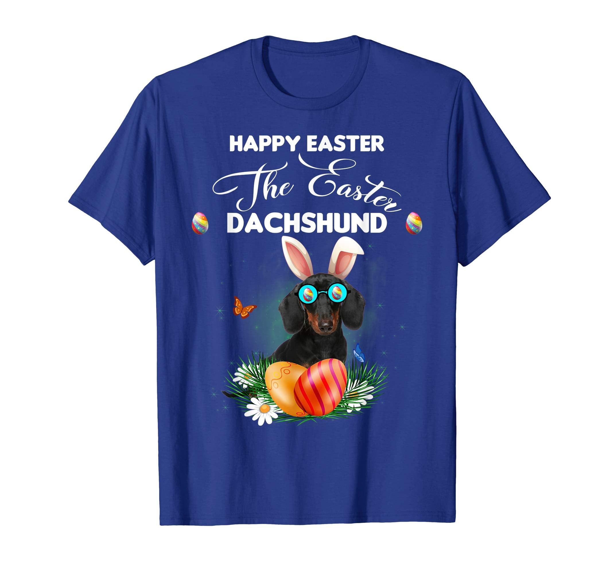 Dachshund Dog Sunglass Bunny Happy Easter Day Tshirt