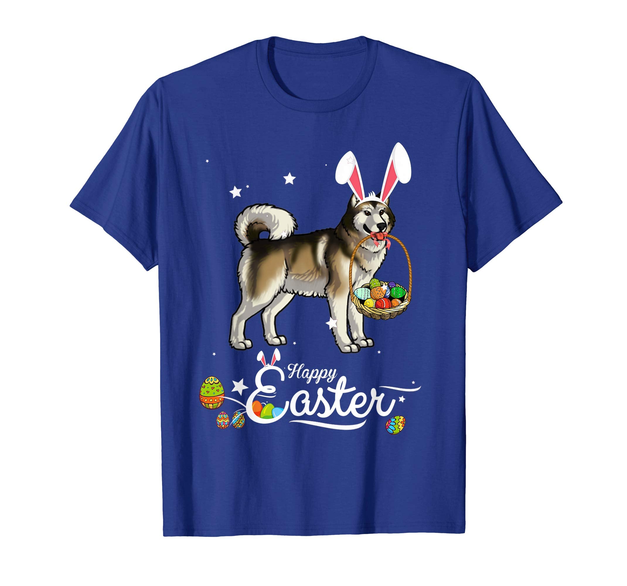 Alaskan Malamute Dog With Bunny Hat Easter Costume T Shirt