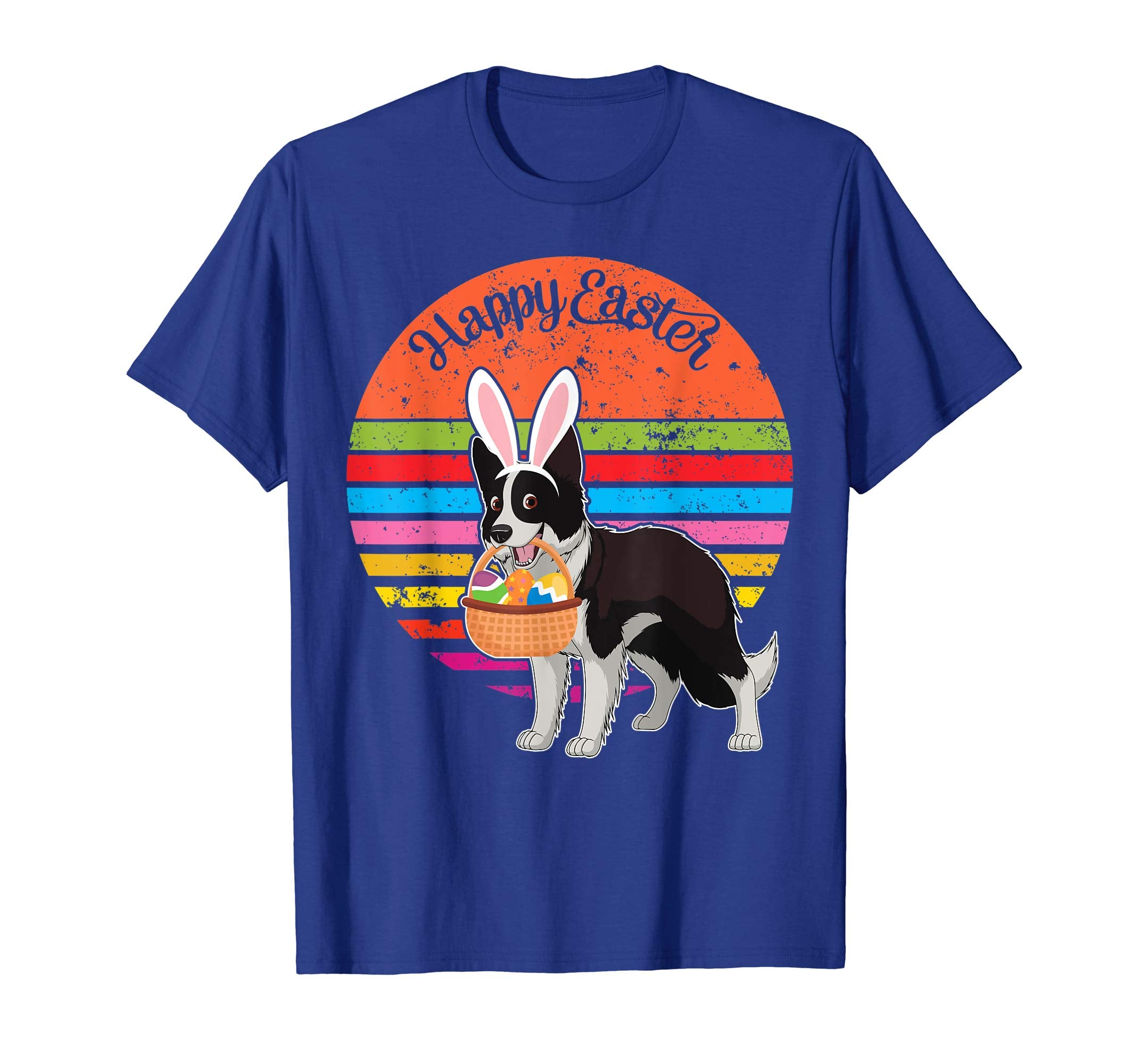 Boder Collie Bunny Dog Easter Egg Happy Easter Vintage Shirt