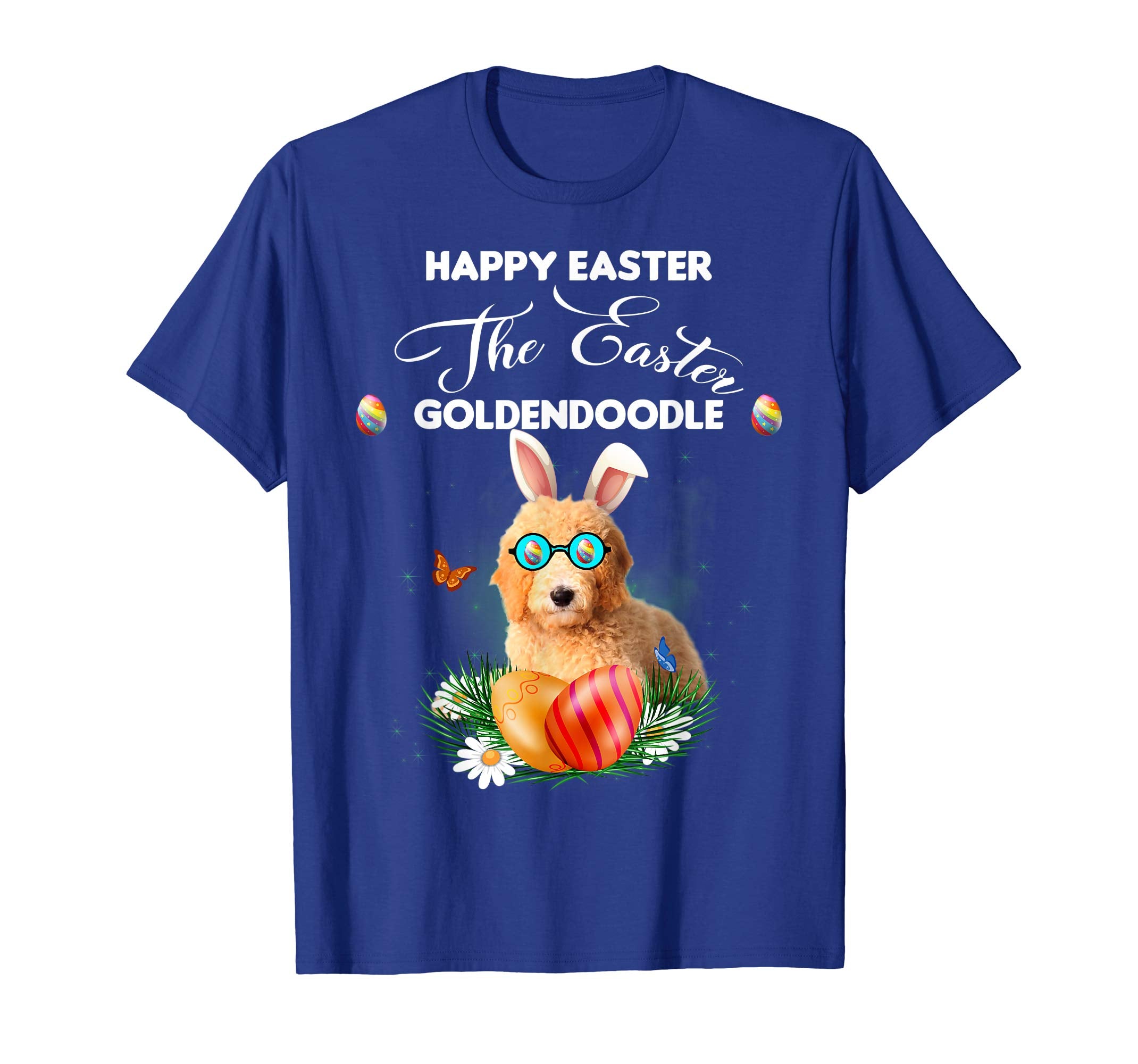 Goldendoodle Dog Sunglass Bunny Happy Easter Day Tshirt