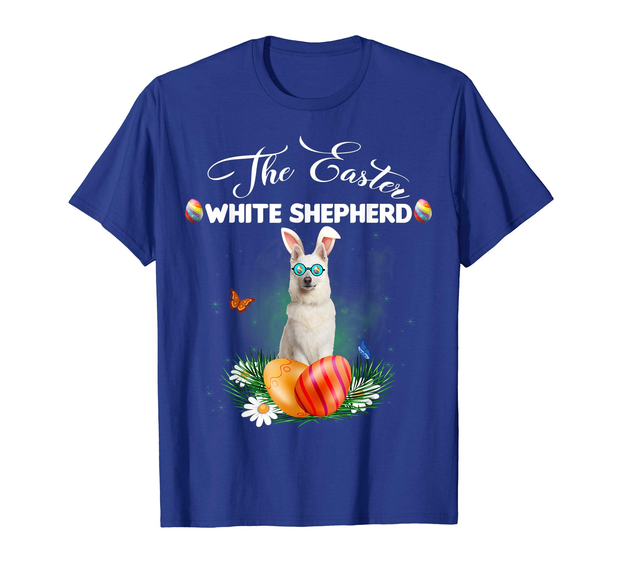 White Shepherd Bunny Easter Day Dog Gifts T-Shirt