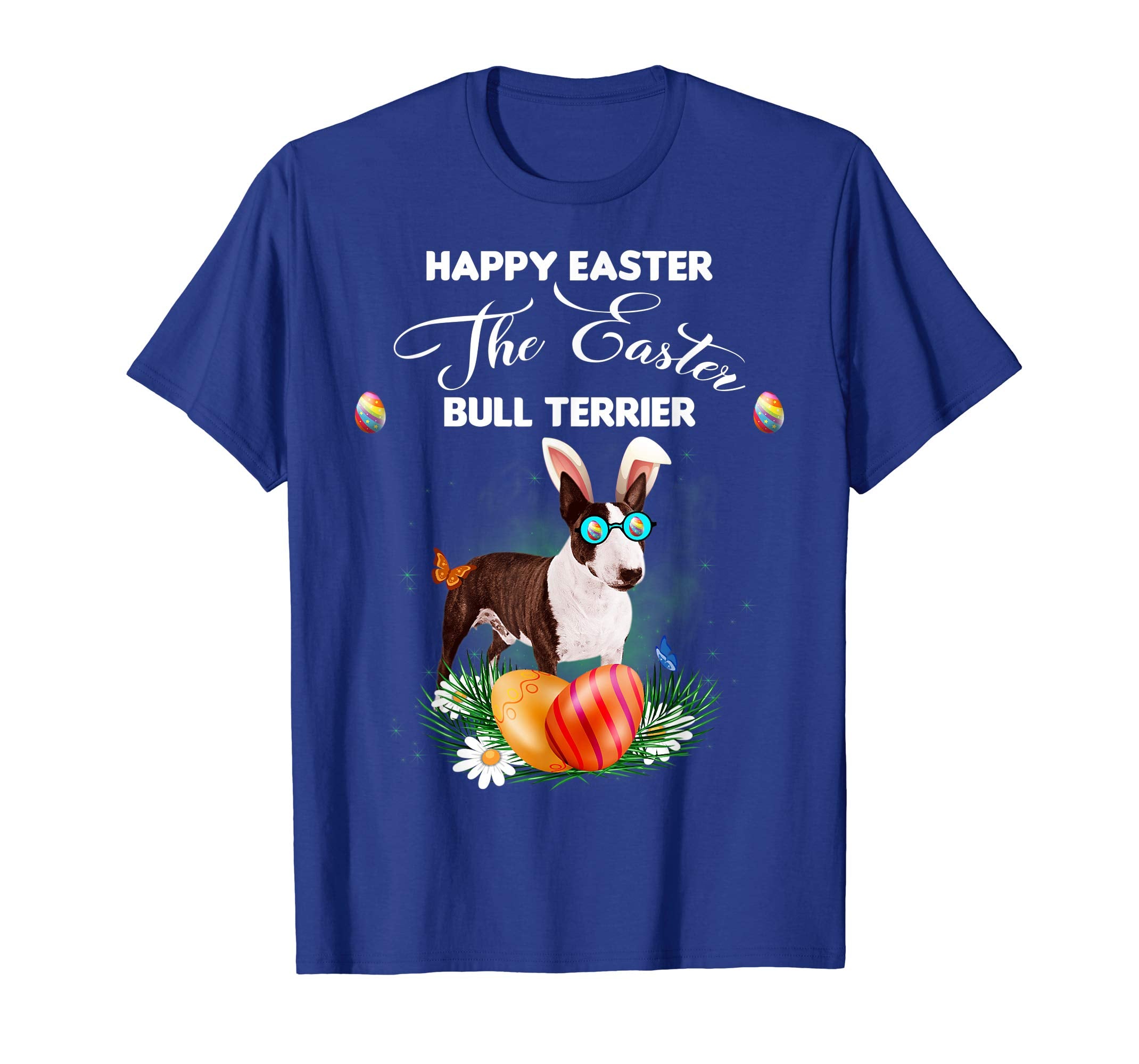 Bull Terrier Dog Sunglass Bunny Happy Easter Day Tshirt
