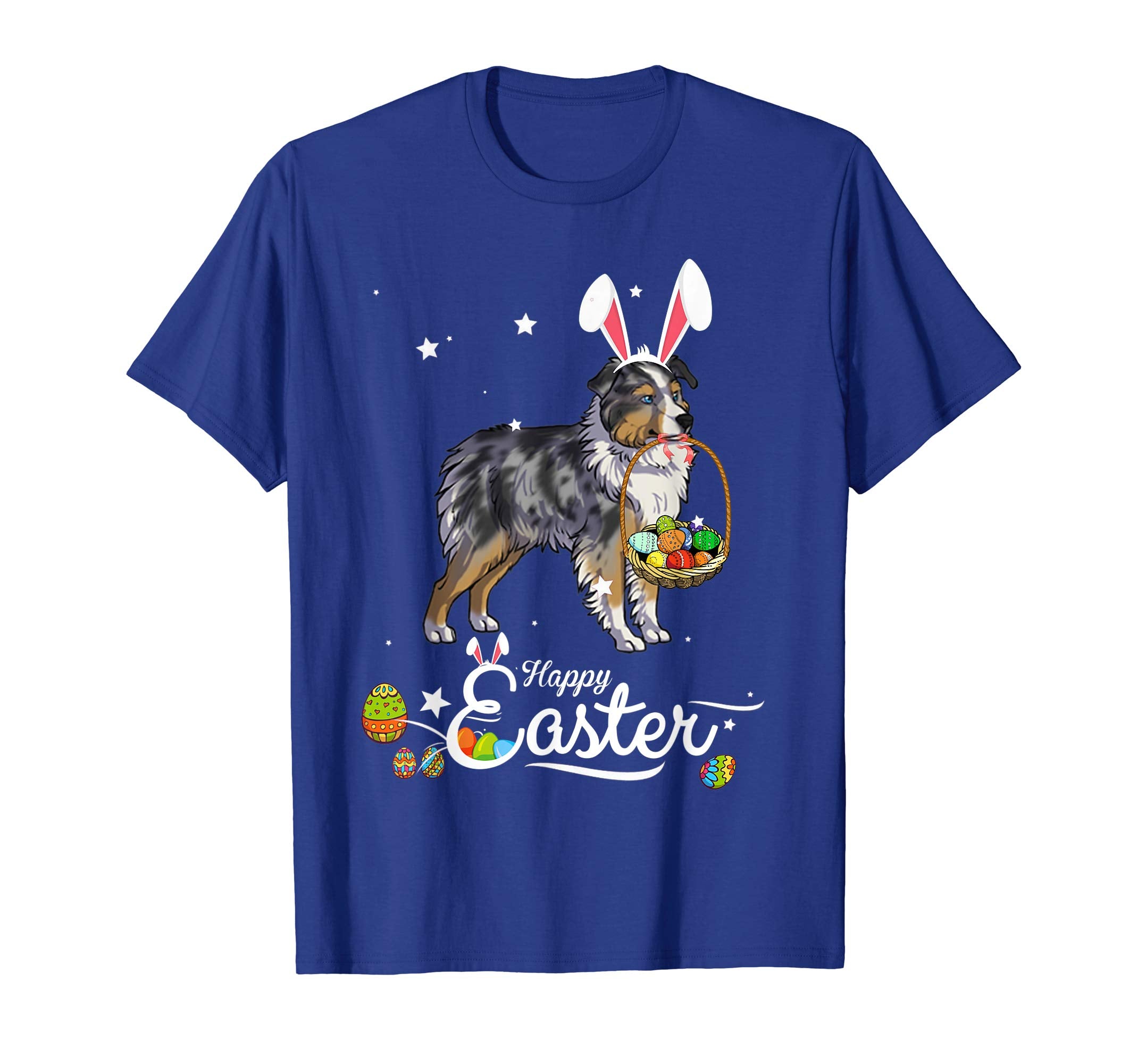 Miniature Shepherd Dog With Bunny Hat Easter Costume T Shirt