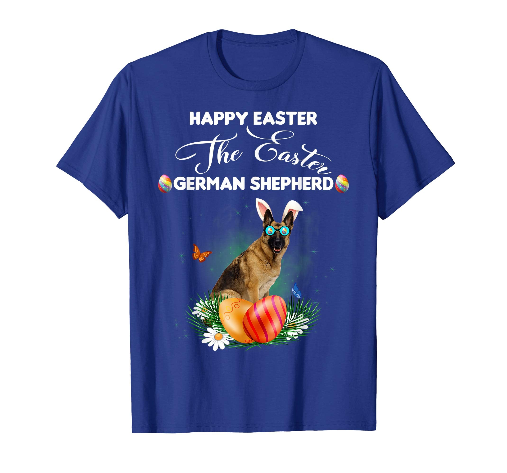 German Shepherd Dog Sunglass Bunny Happy Easter Day Tshirt