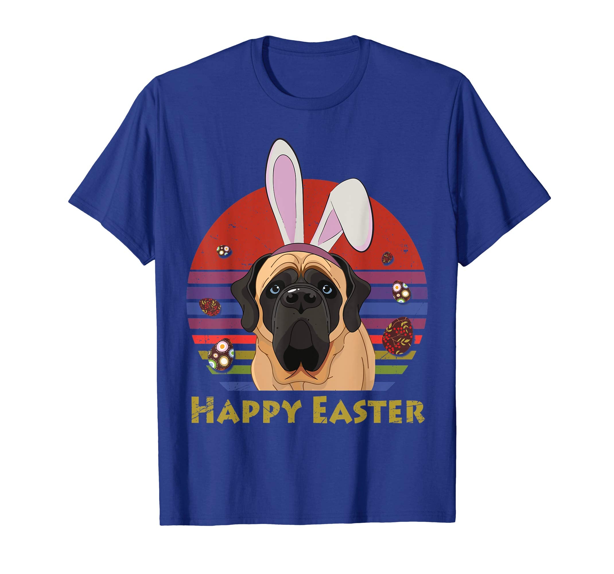 English Mastiff With Bunny Headband Happy Easter Tshirt Gift