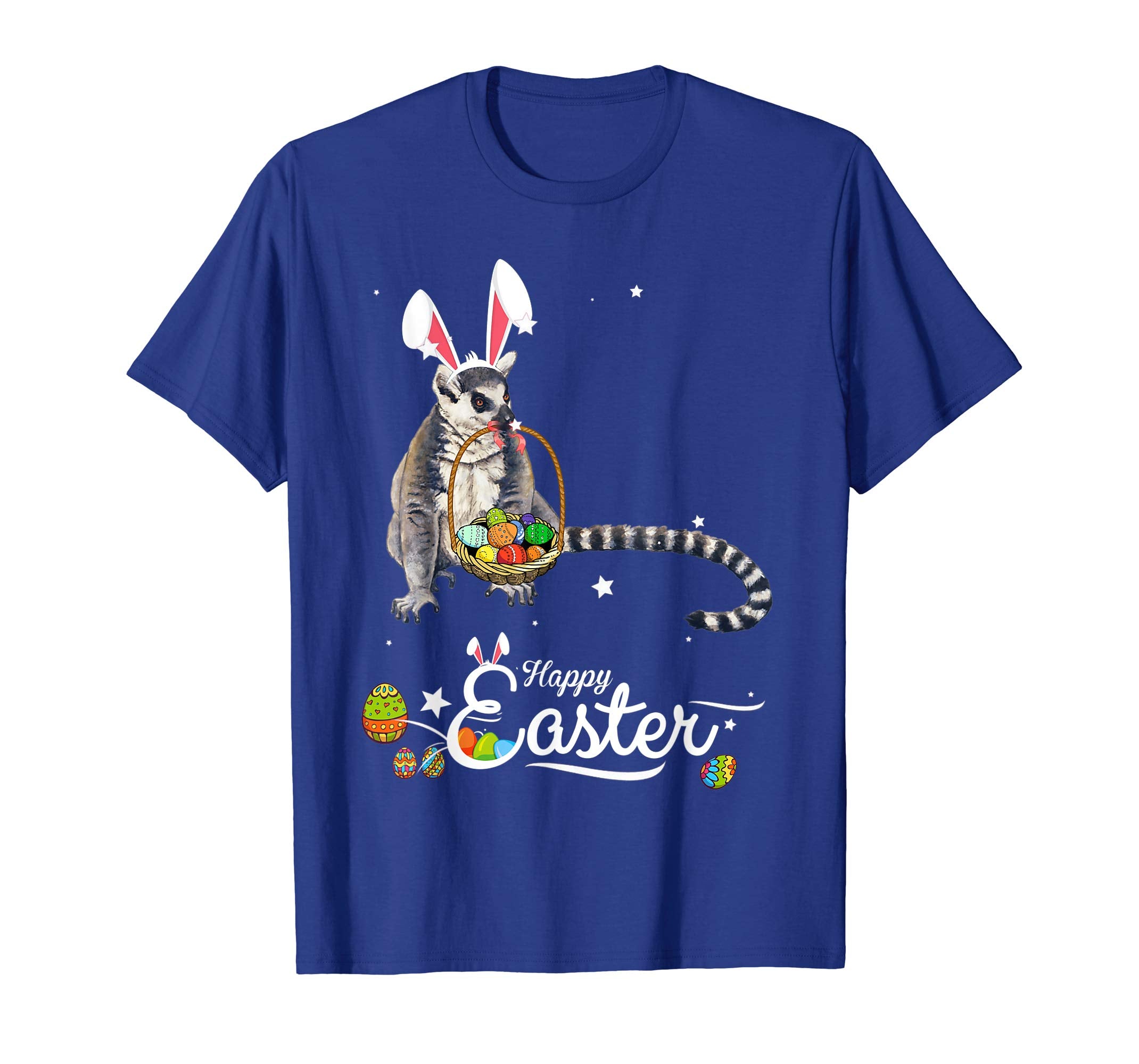 Cute Easter Lemur with Bunny Ears and Eggs T Shirt