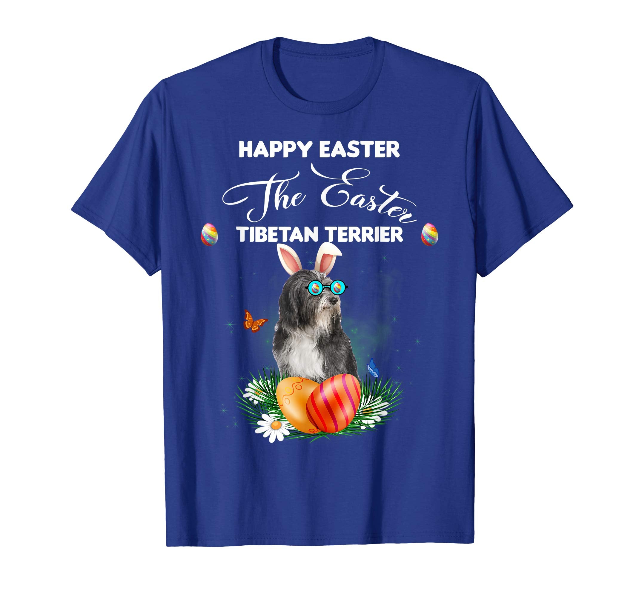 Tibetan Terrier Dog Sunglass Bunny Happy Easter Day Tshirt