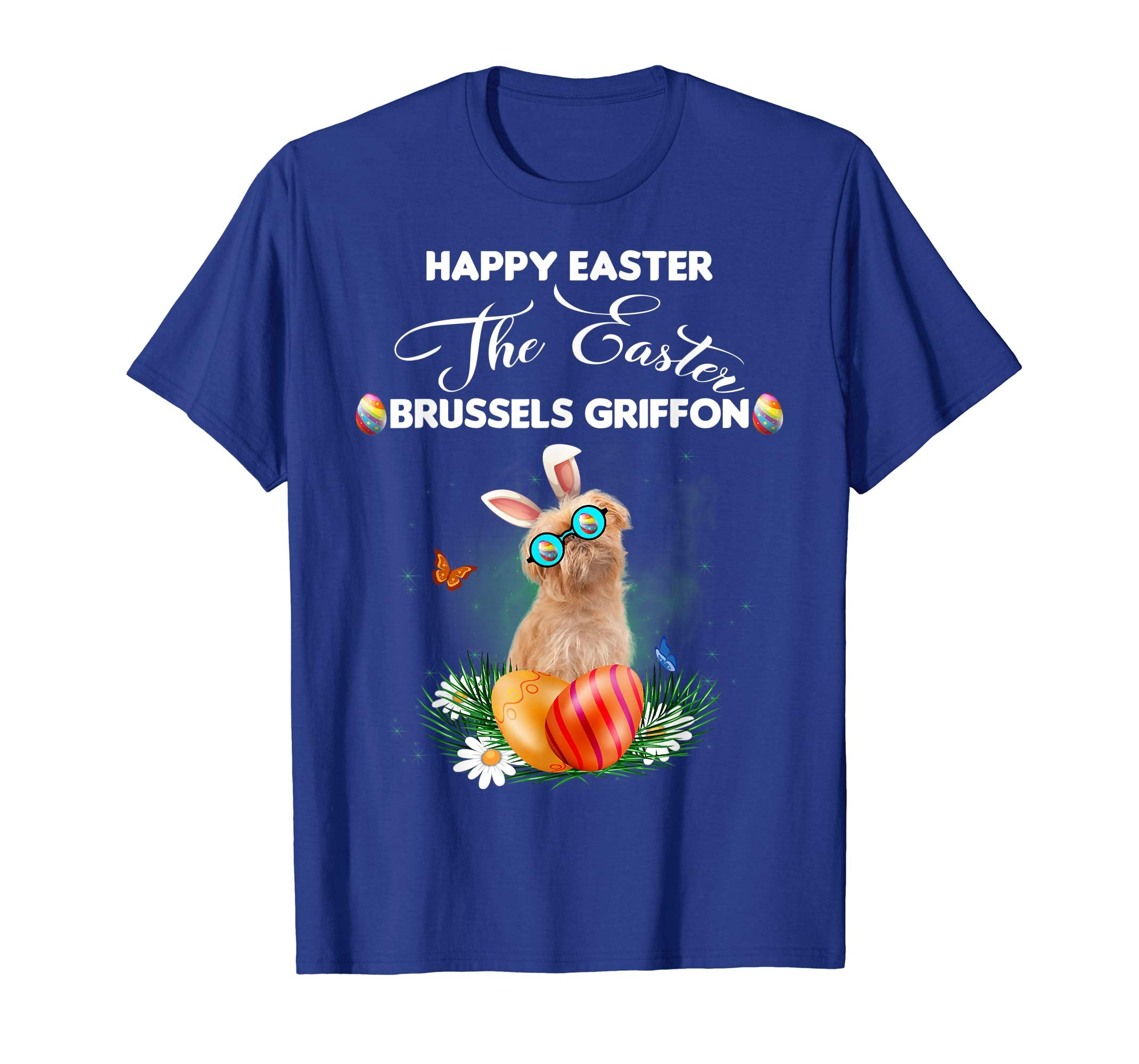 Brussels Griffon Dog Sunglass Bunny Happy Easter Day Tshirt