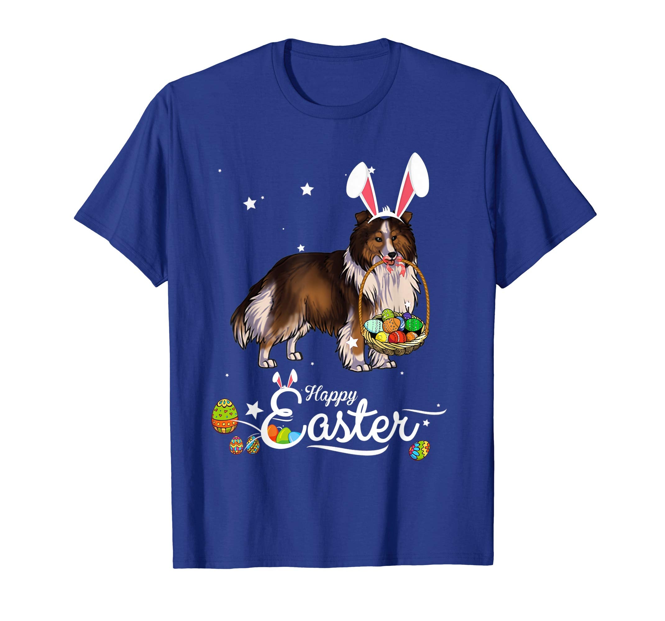 Shetland Sheepdog Dog With Bunny Hat Easter Costume T Shirt
