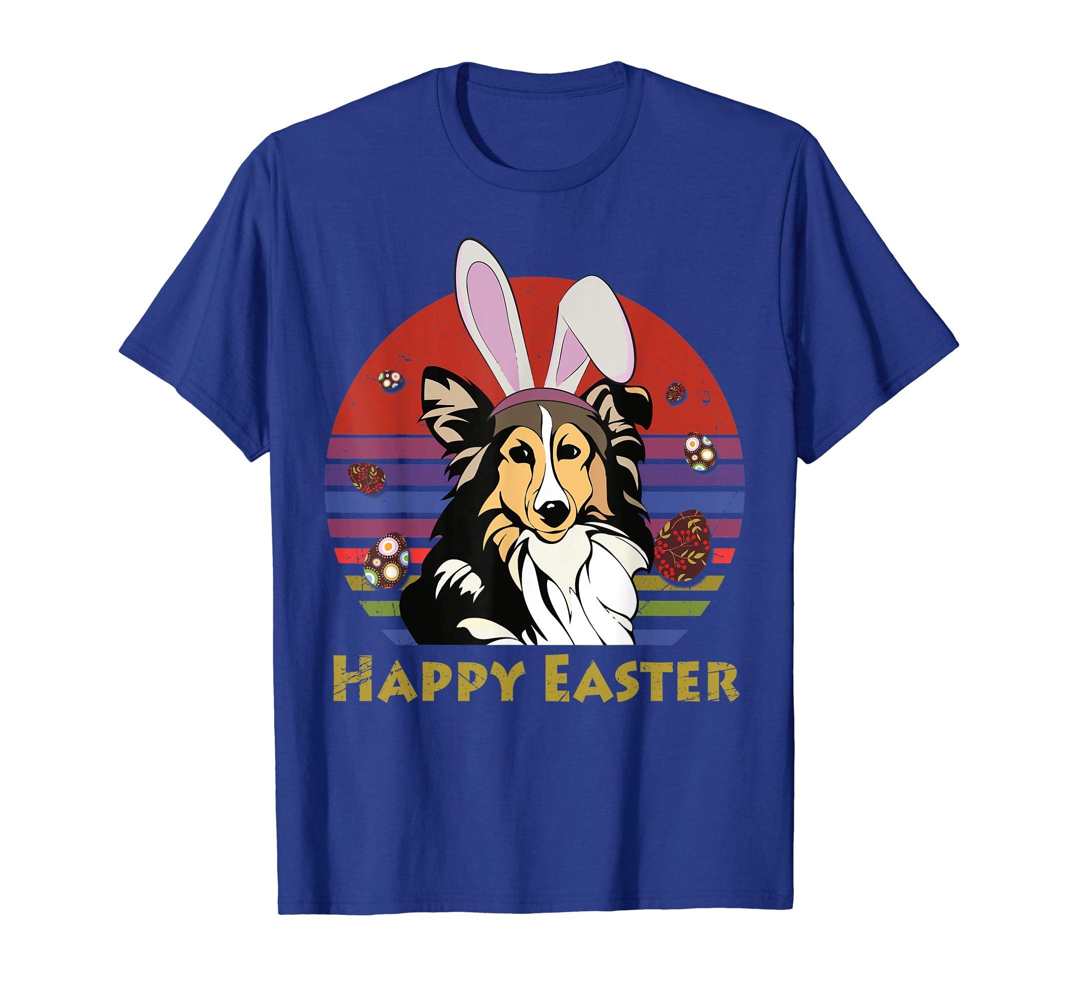 Shetland Sheepdog With Bunny Headband Happy Easter Tshirt