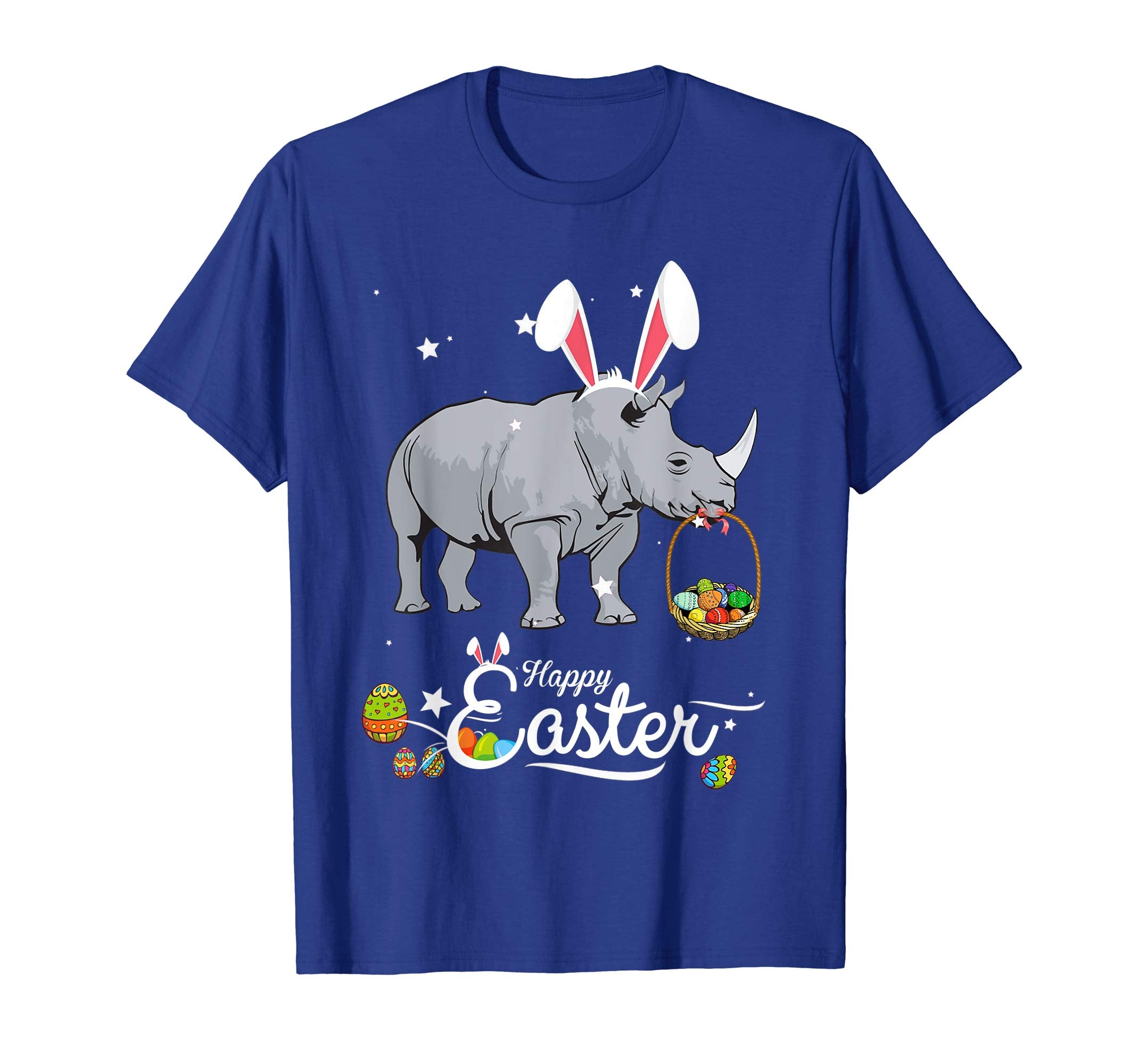 Cute Easter Rhino with Bunny Ears and Eggs T Shirt