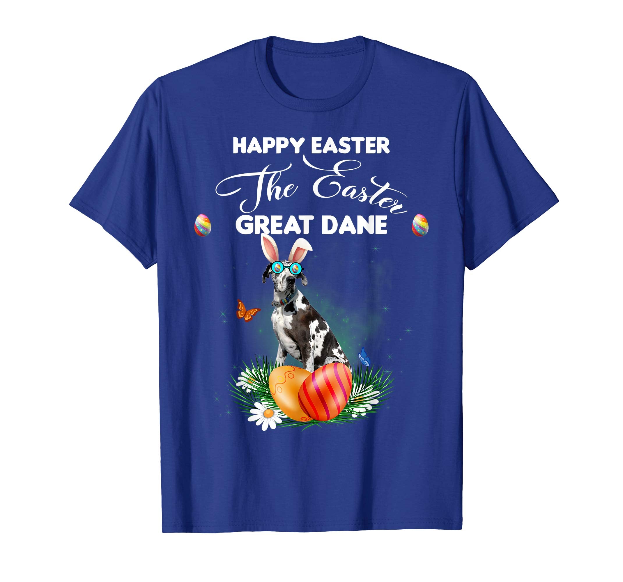 Great Dane Dog Sunglass Bunny Happy Easter Day Tshirt