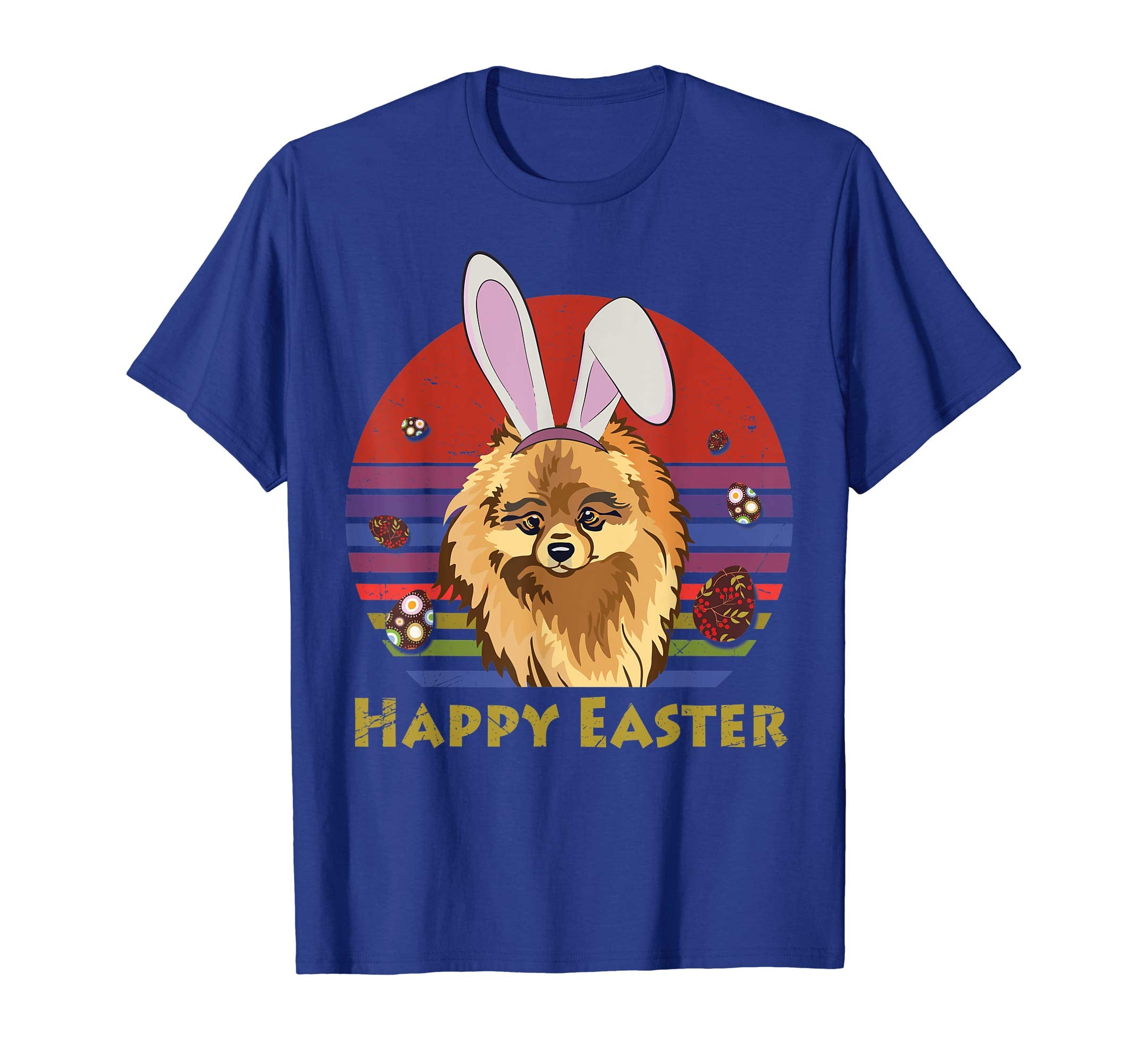 Pomeranian With Bunny Headband Happy Easter Tshirt Gifts