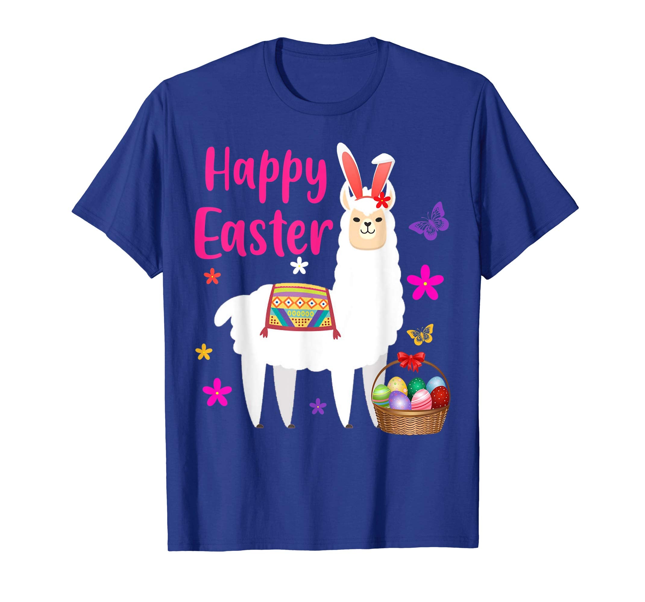 HAPPY EASTER LLAMA Bunny Gift Shirt Girls Women Kids