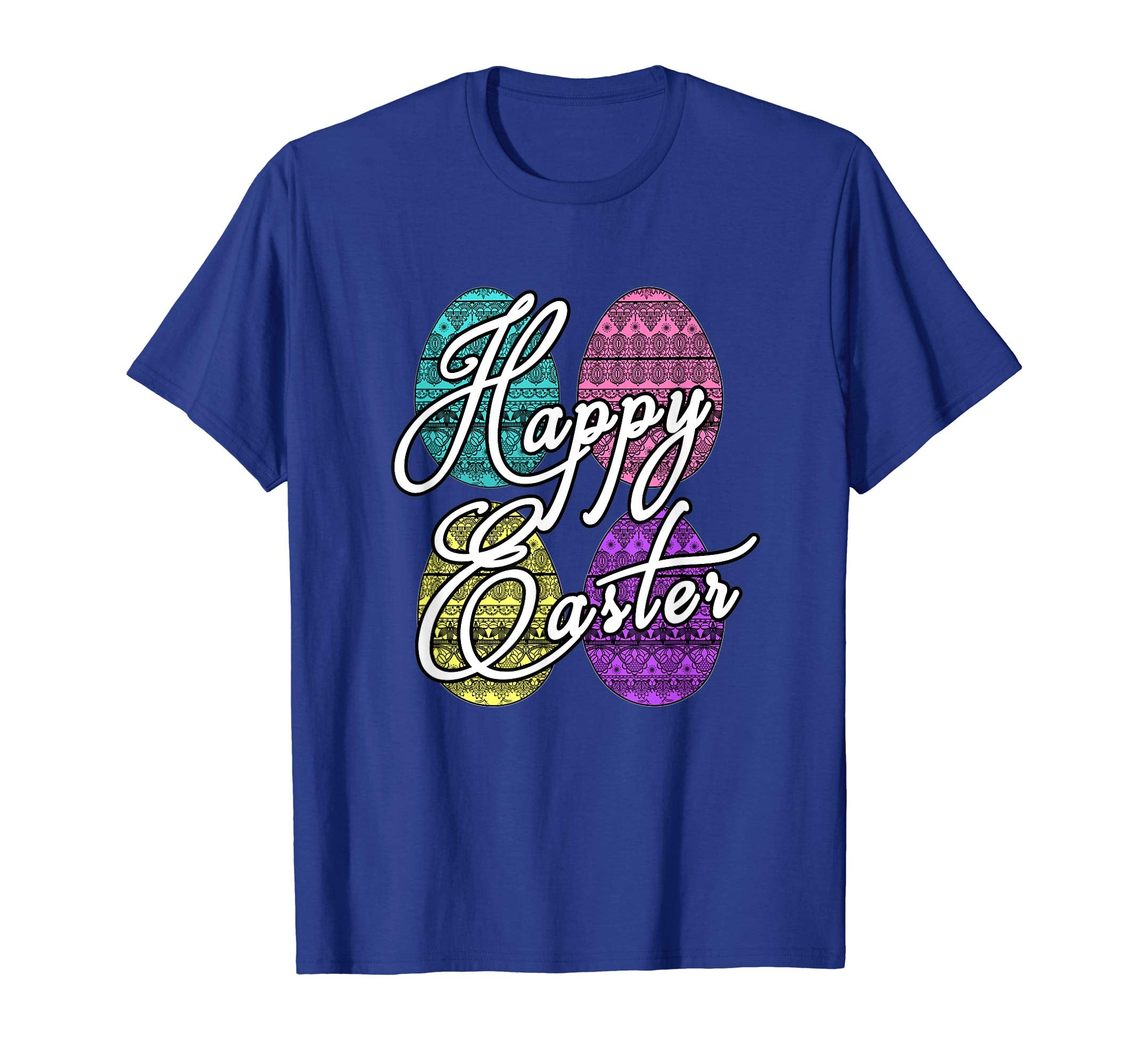 Happy Easter Holiday TShirt With Lace Easter Eggs