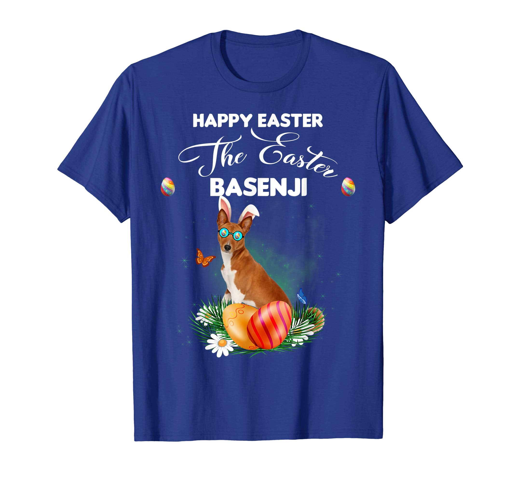 Basenji Dog Sunglass Bunny Happy Easter Day Tshirt