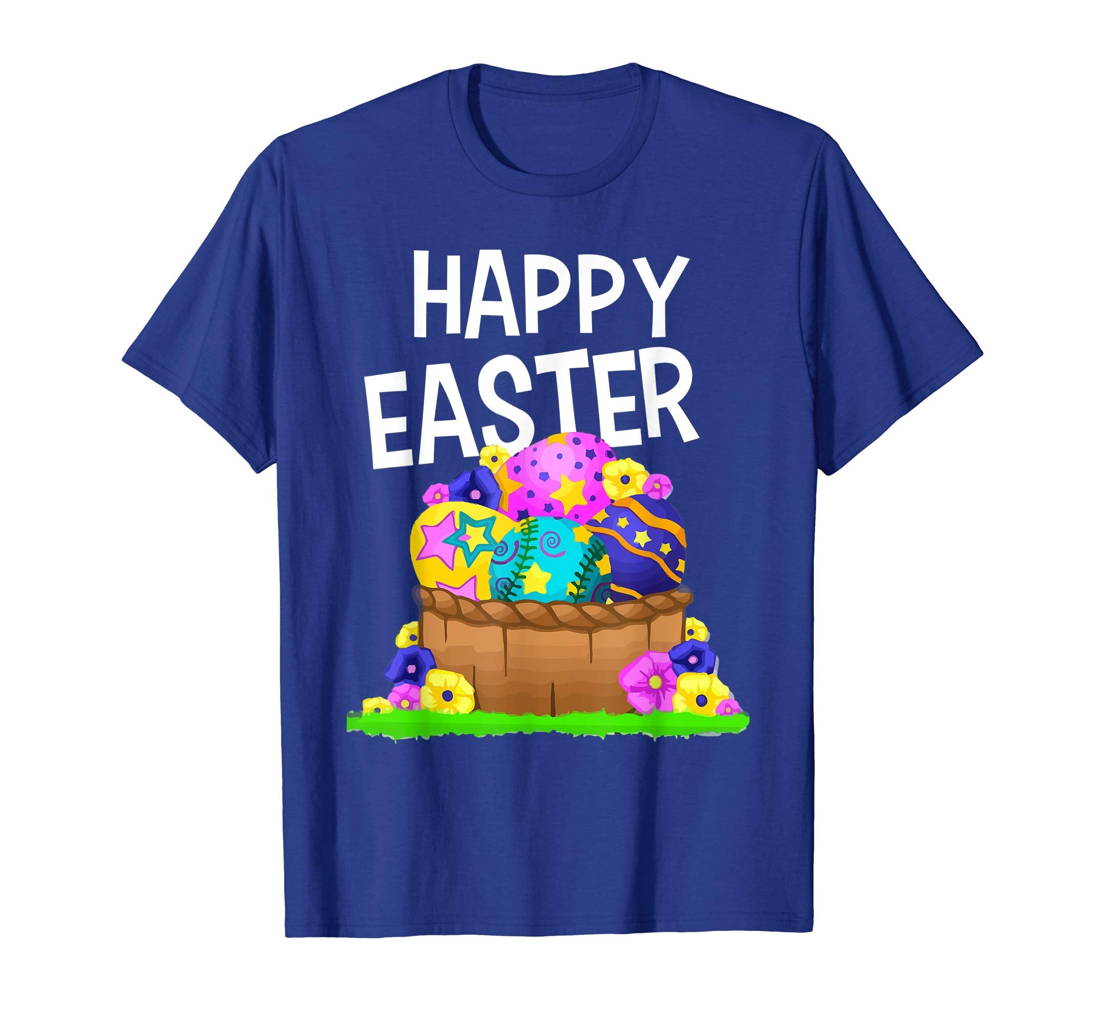 Happy Easter Shirt Eggs Basket Kids Girls Boy T-Shirts Gift