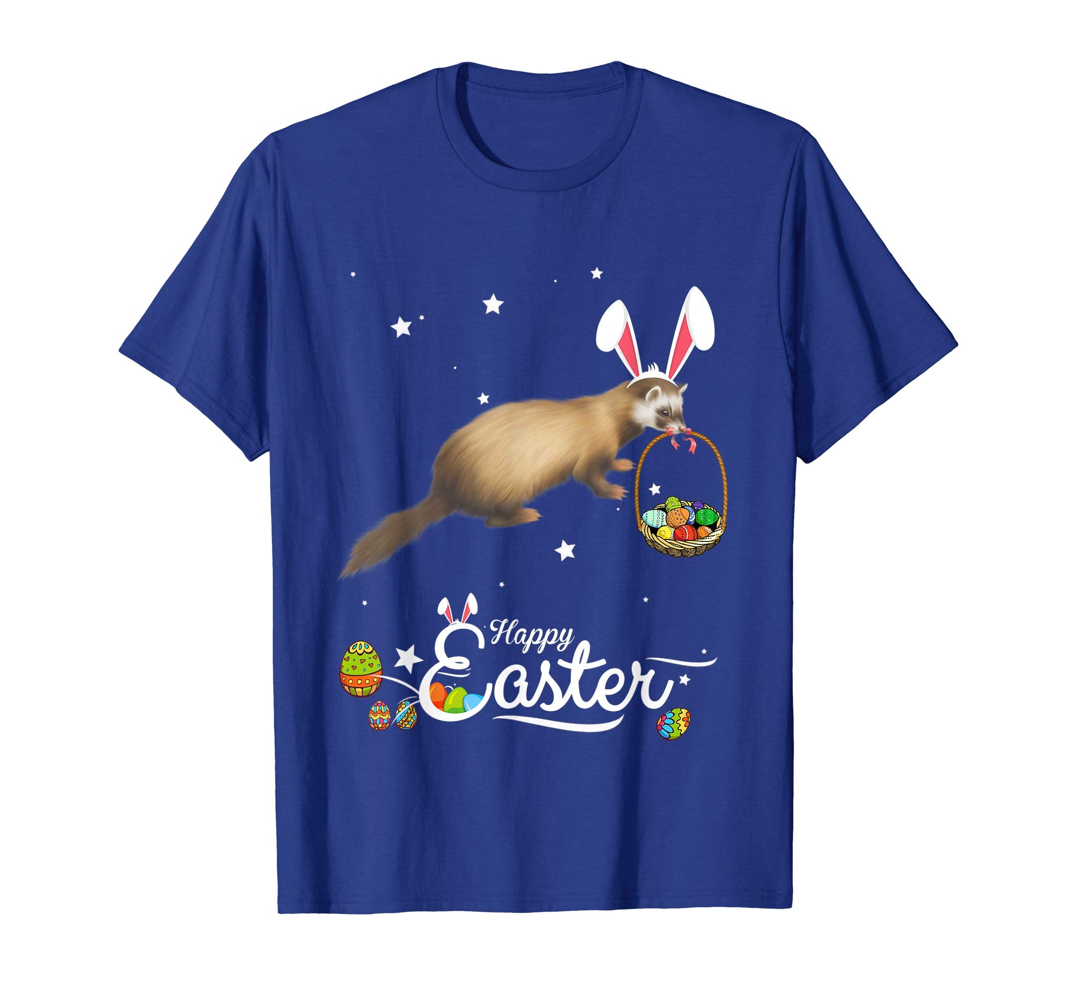 Cute Easter Ferret with Bunny Ears and Eggs T Shirt
