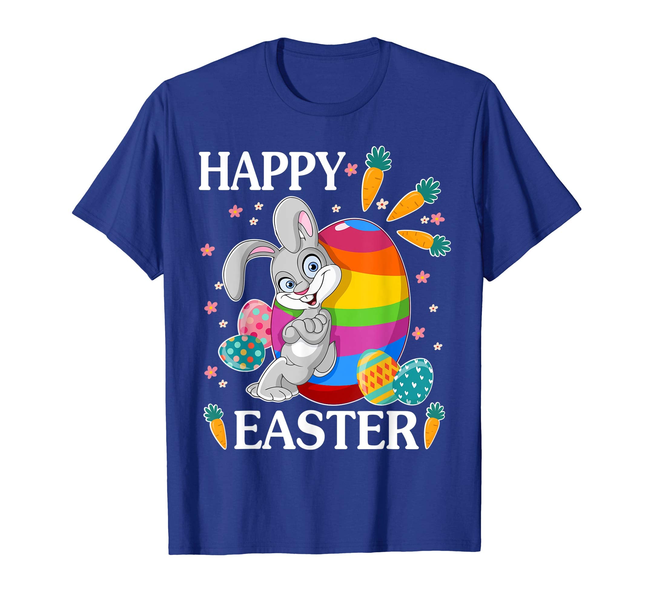 Rabbit Playing Easter Eggs Carrot Flower Happy Easter Shirt