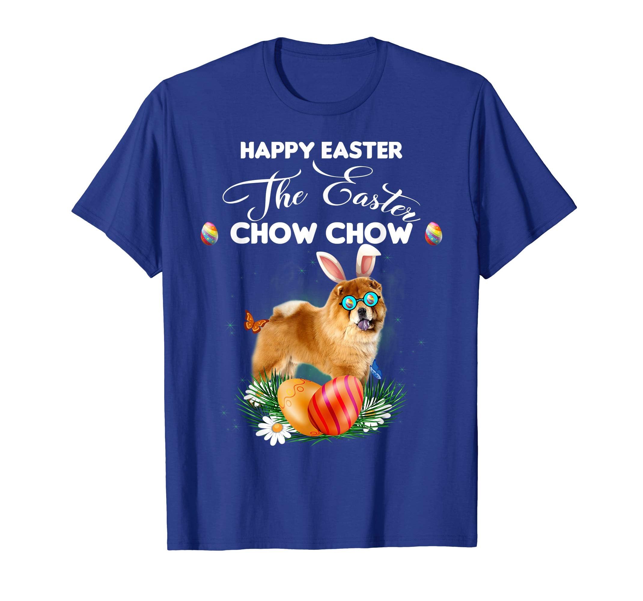 Chow Chow Dog Sunglass Bunny Happy Easter Day Tshirt
