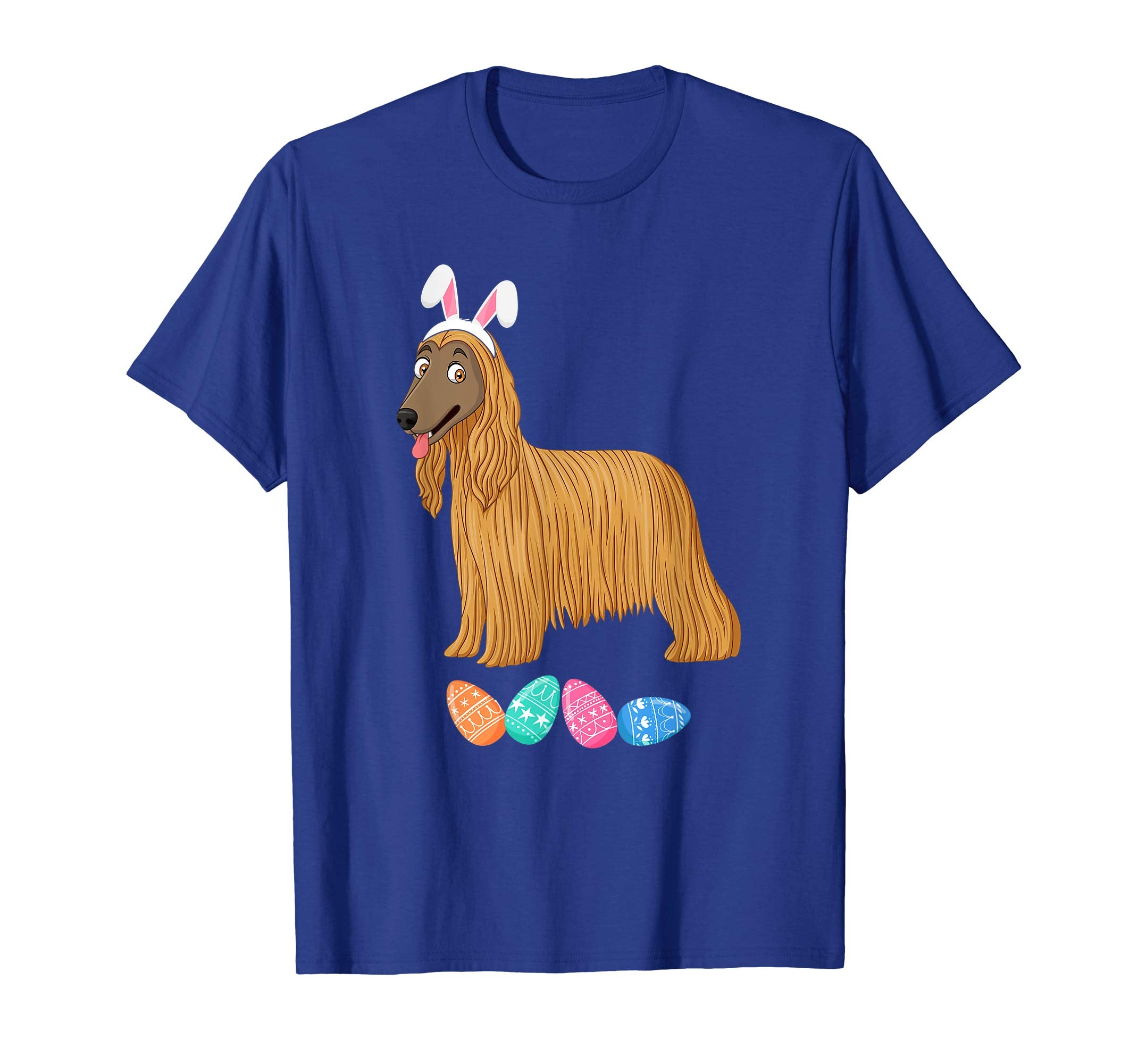 Funny Easter Afghan Hound With Bunny Ears And Eggs T Shirt