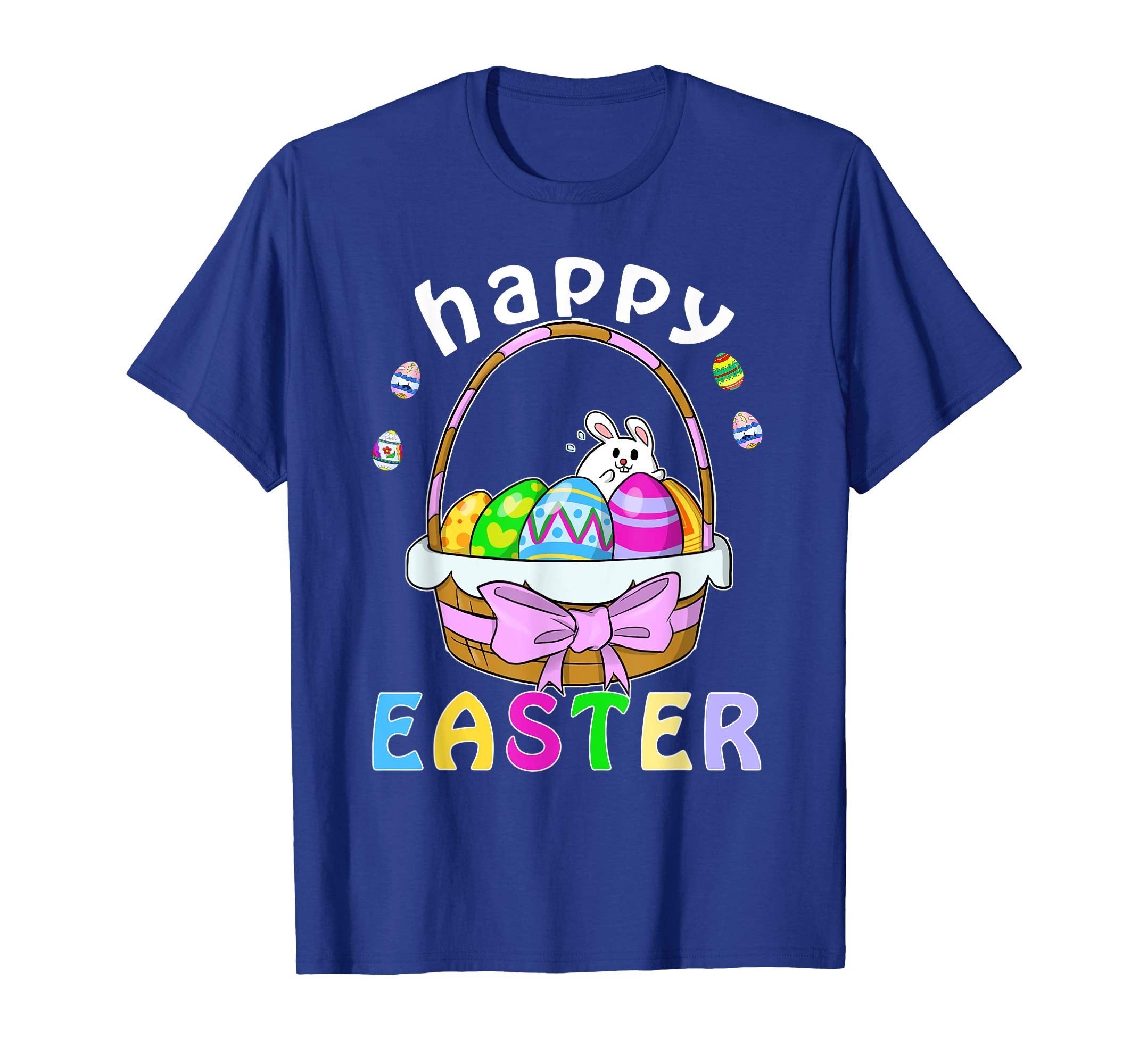 Happy Easter T-Shirt with Bunnies Eggs Flowers