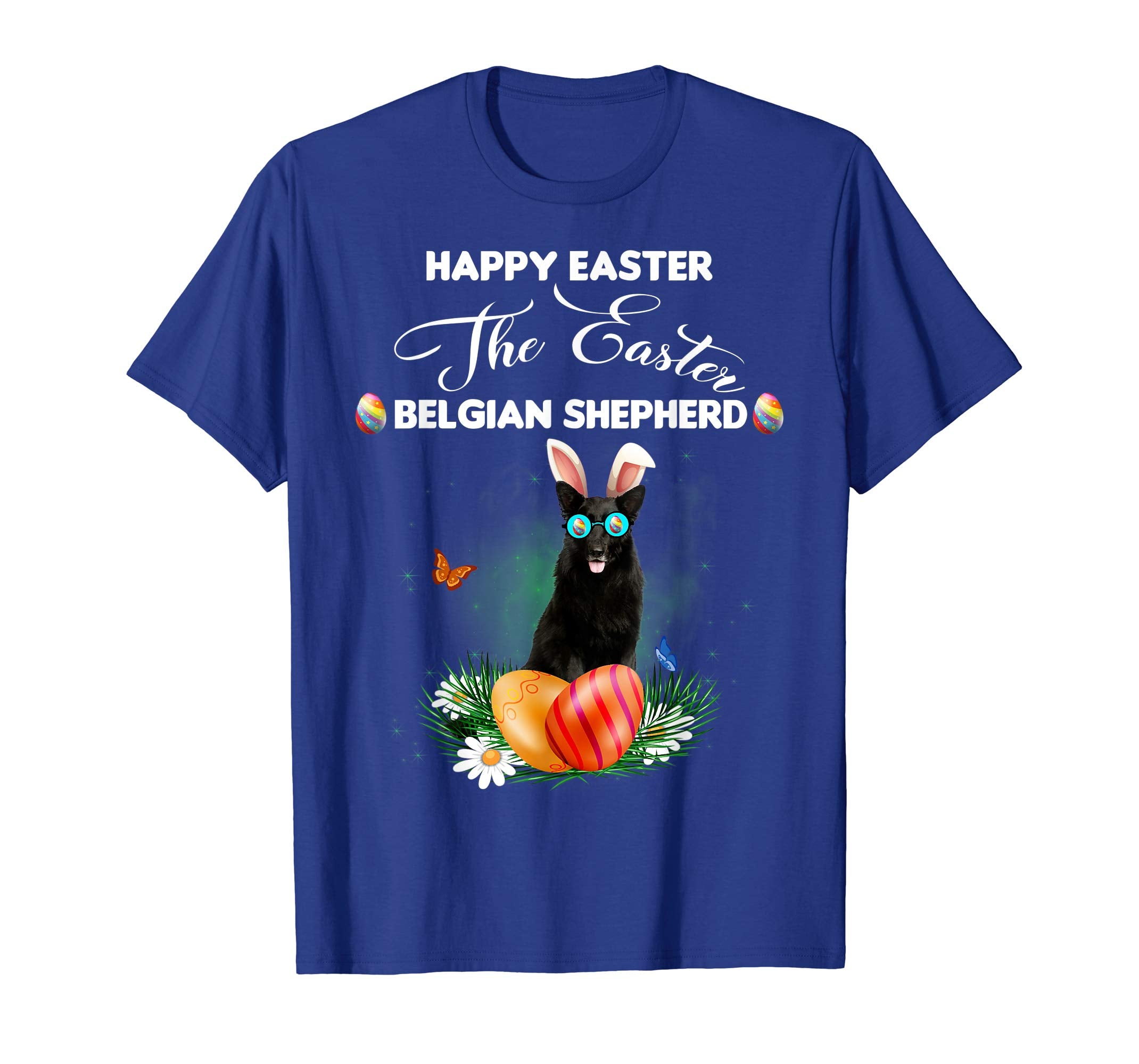 Belgian Shepherd Dog Sunglass Bunny Happy Easter Day Tshirt