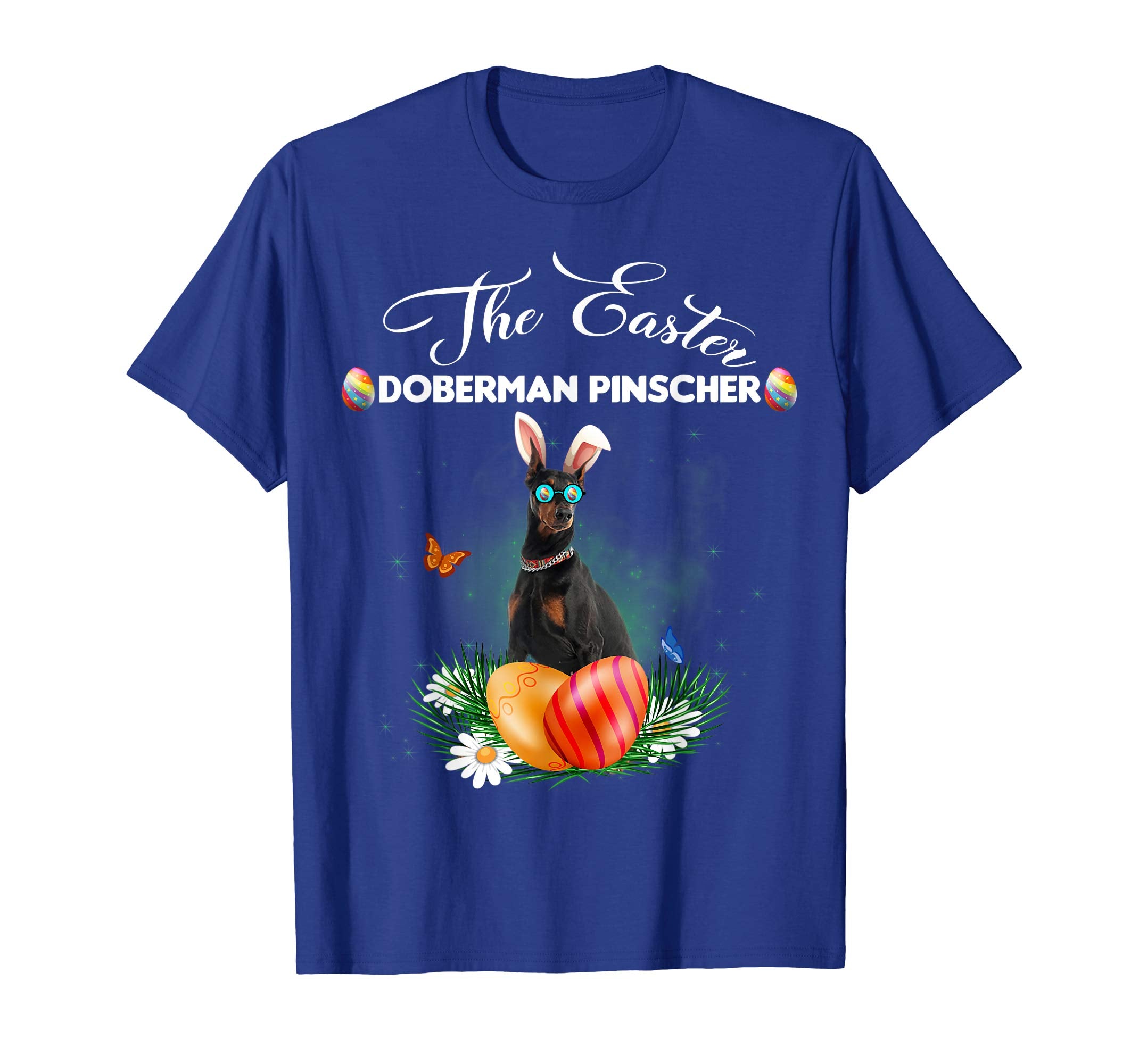 Doberman Pinscher Bunny Easter Day Dog Gifts T-Shirt