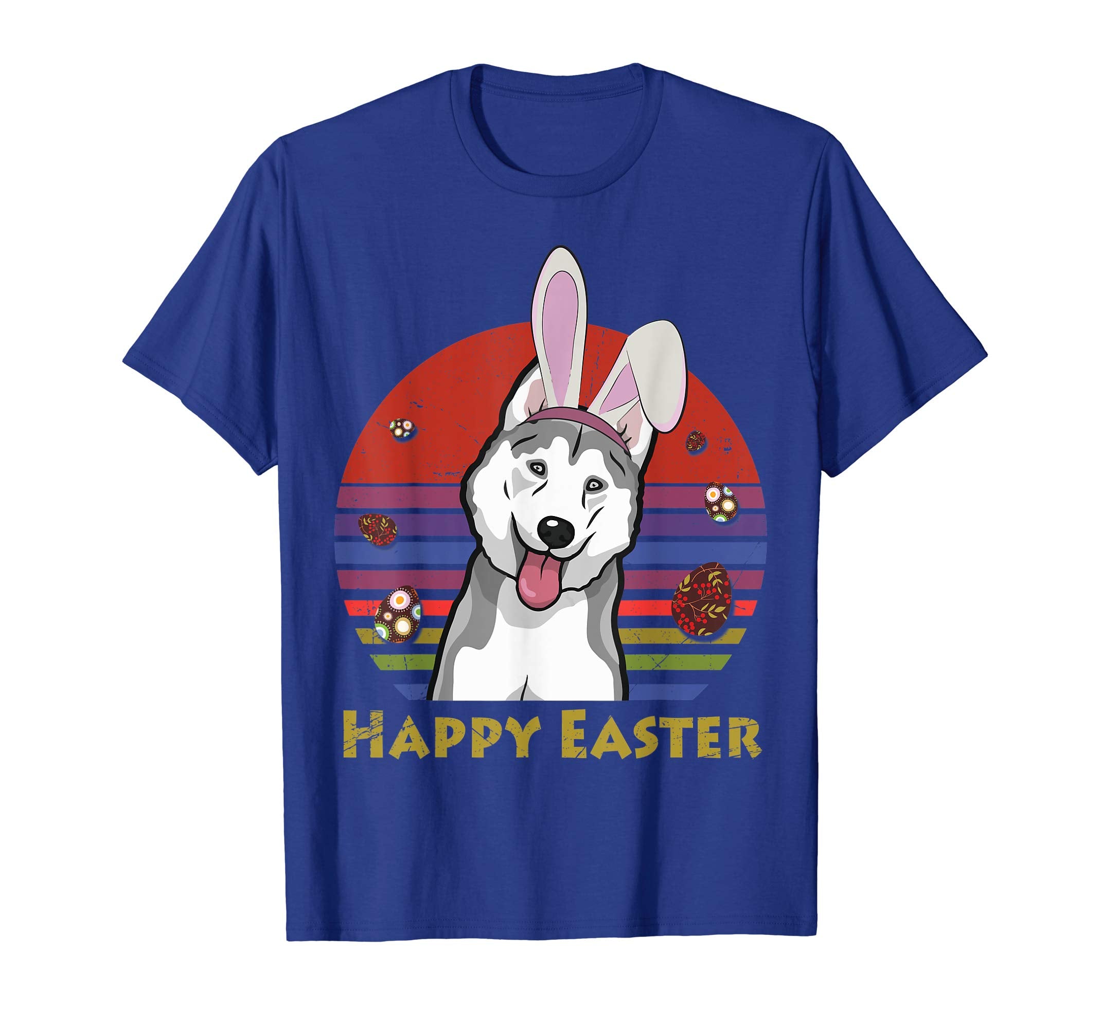 Siberian Husky With Bunny Headband Happy Easter Tshirt Gifts