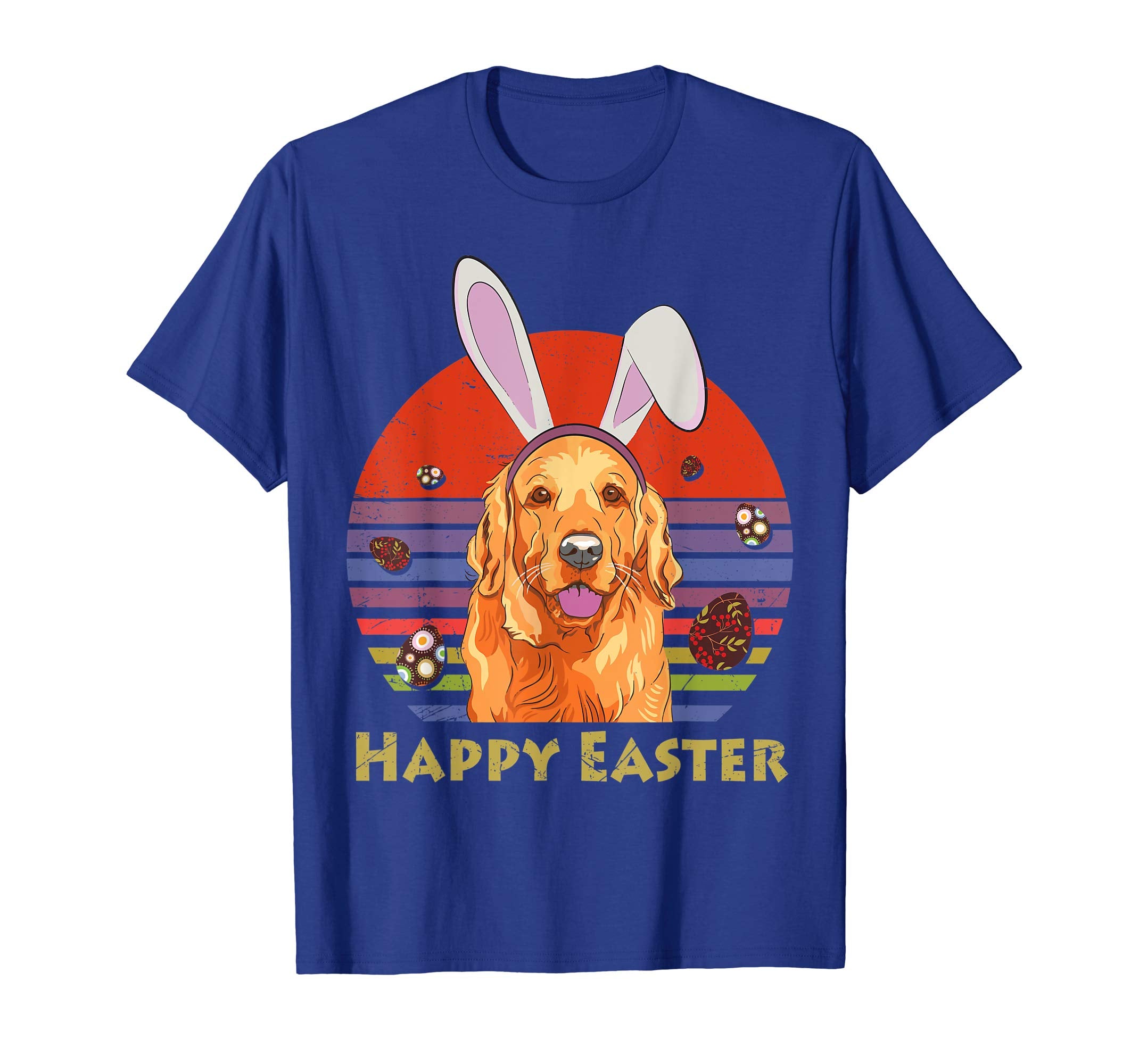 Golden Retriever With Bunny Headband Happy Easter Tshirt