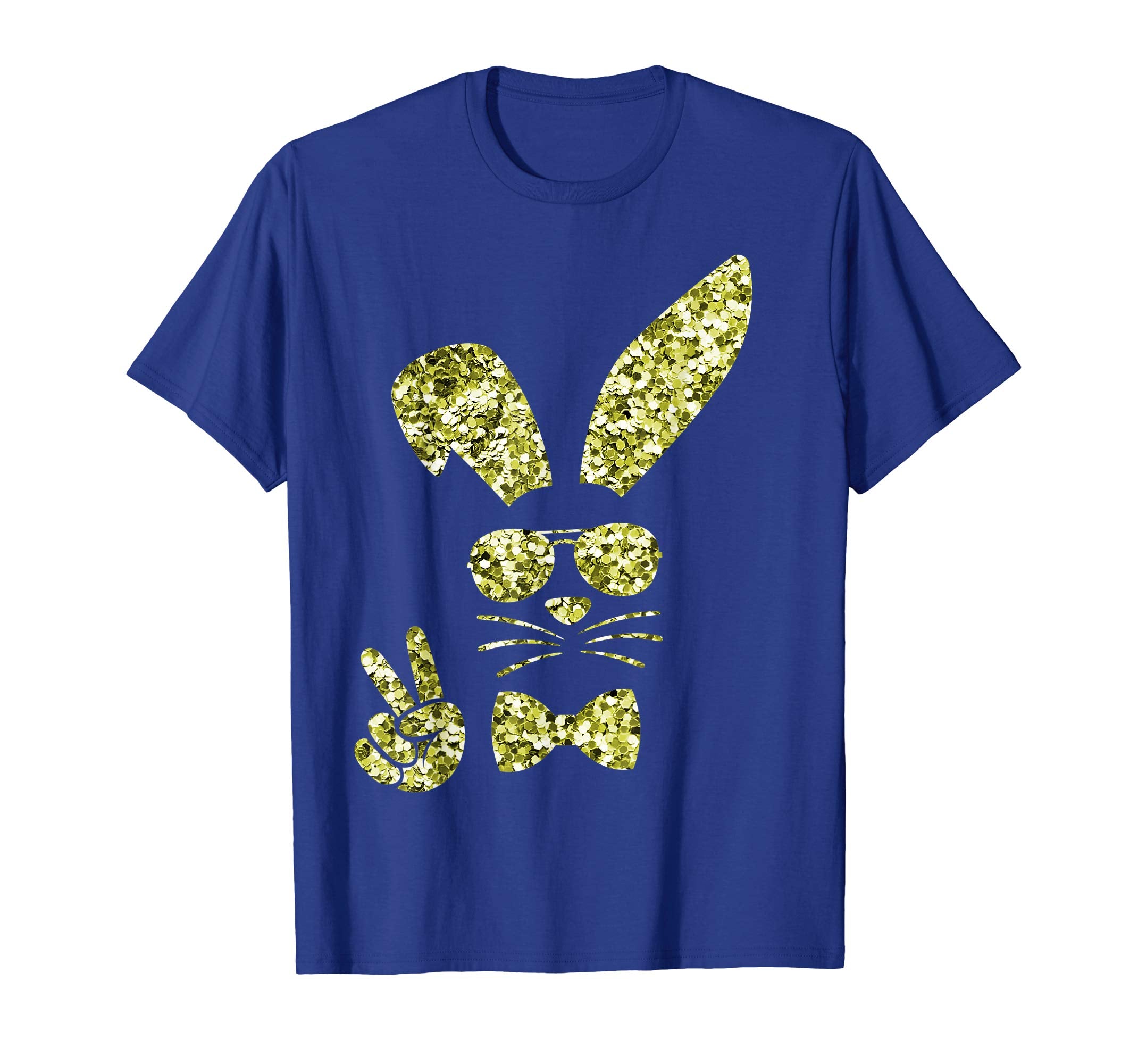Easter Bunny Girls Shirt Cute Gold Bunny Peace Sign Tee Gift