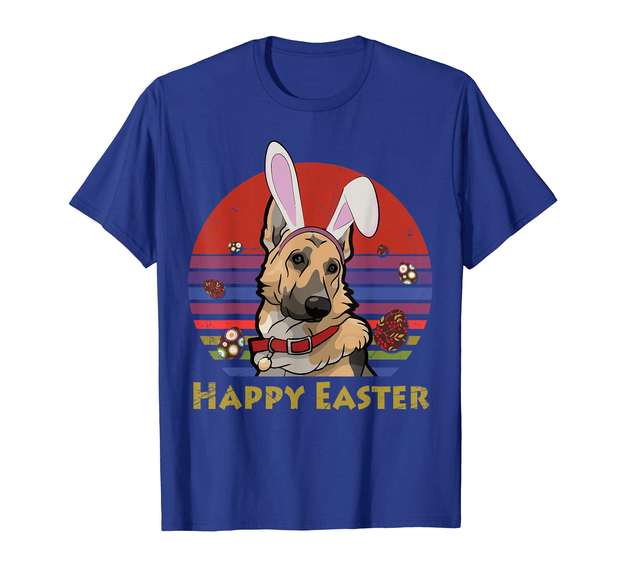 German Shepherd With Bunny Headband Happy Easter Tshirt Gift