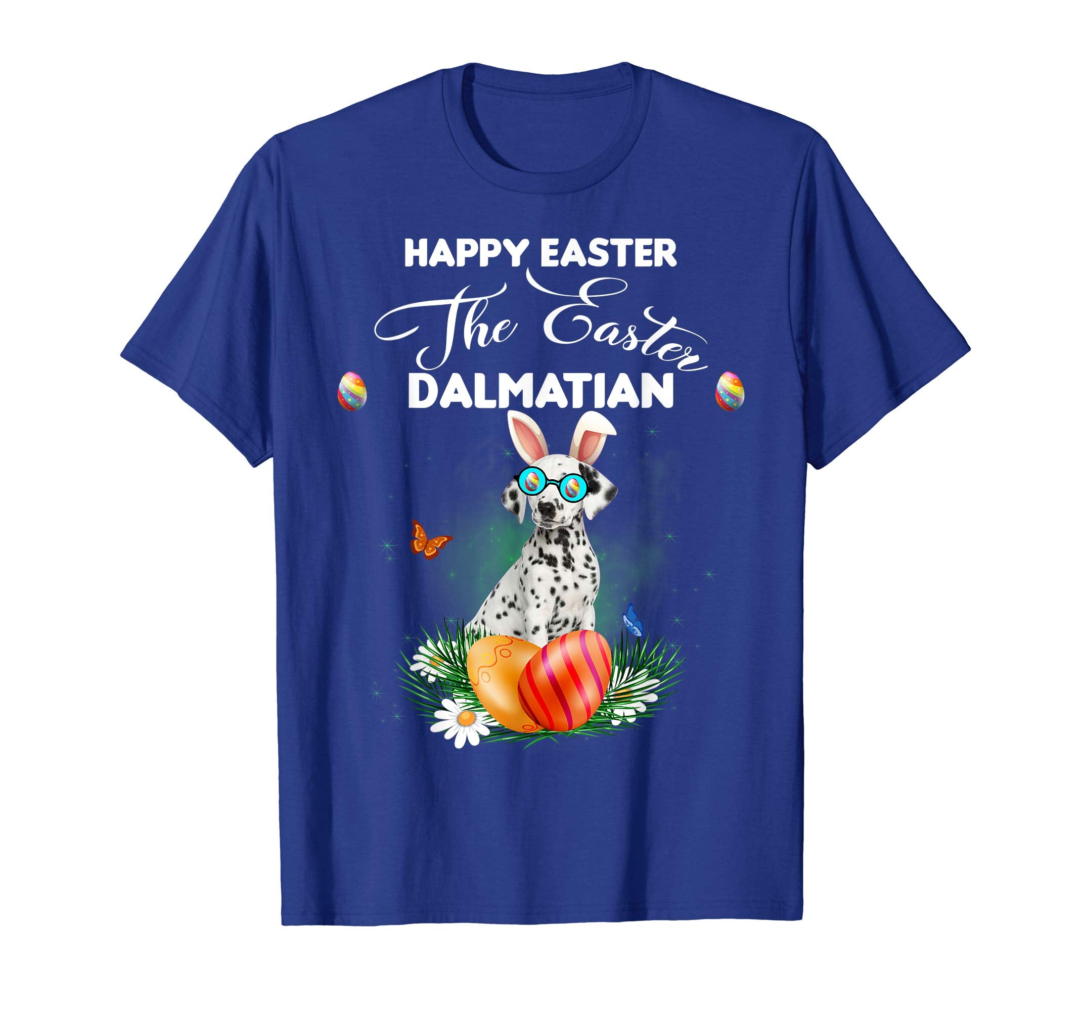 Dalmatian Dog Sunglass Bunny Happy Easter Day Tshirt