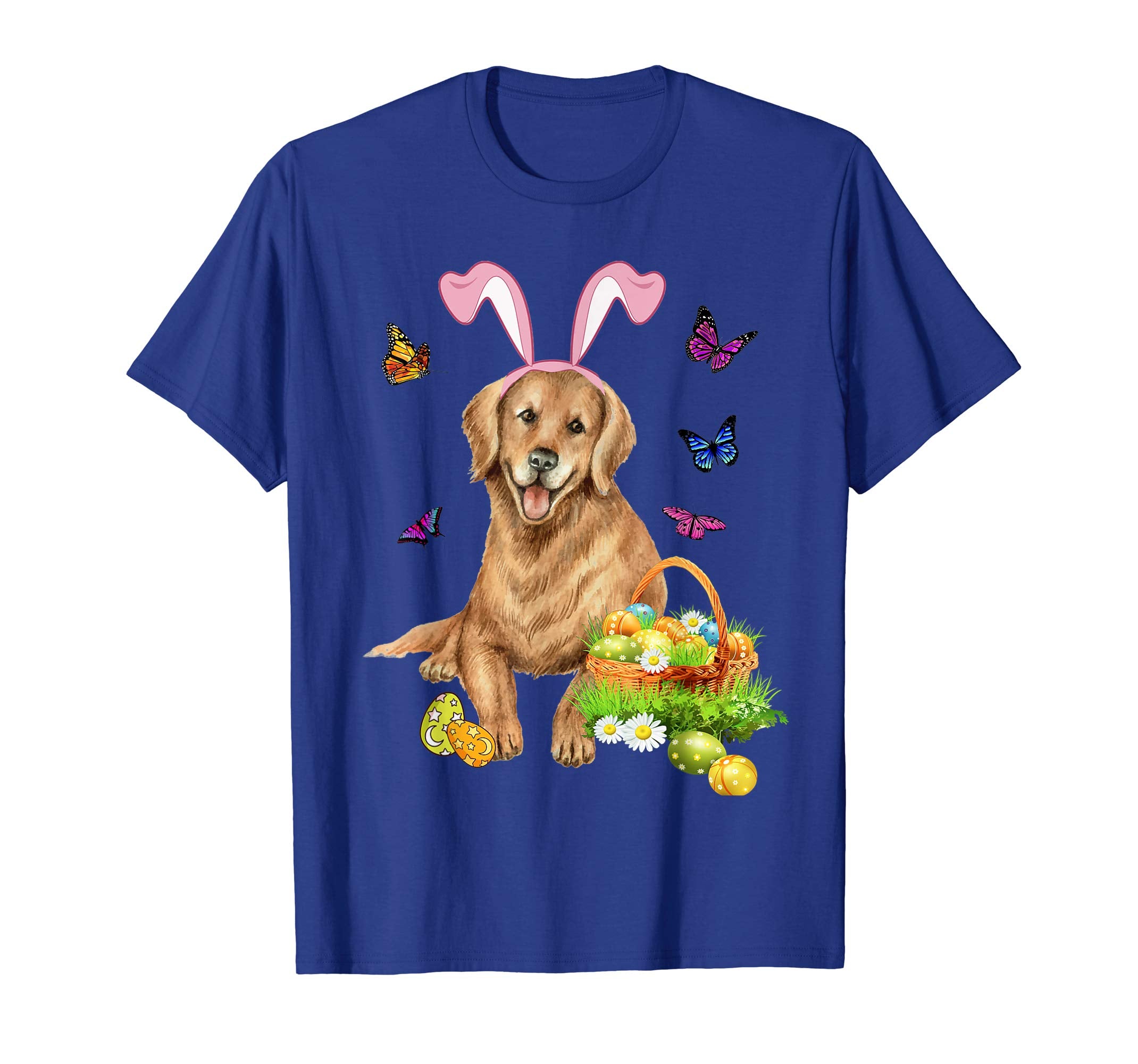 Golden Retriever Bunny Hat Rabbit Easter Eggs T-Shirt