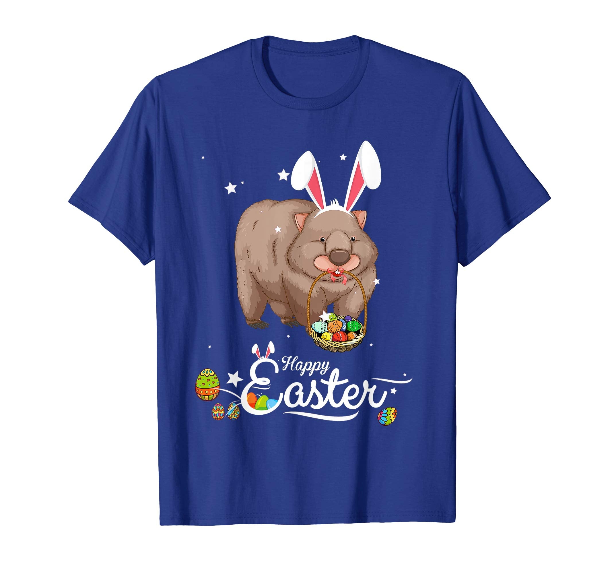 Cute Easter Wombat with Bunny Ears and Eggs T Shirt