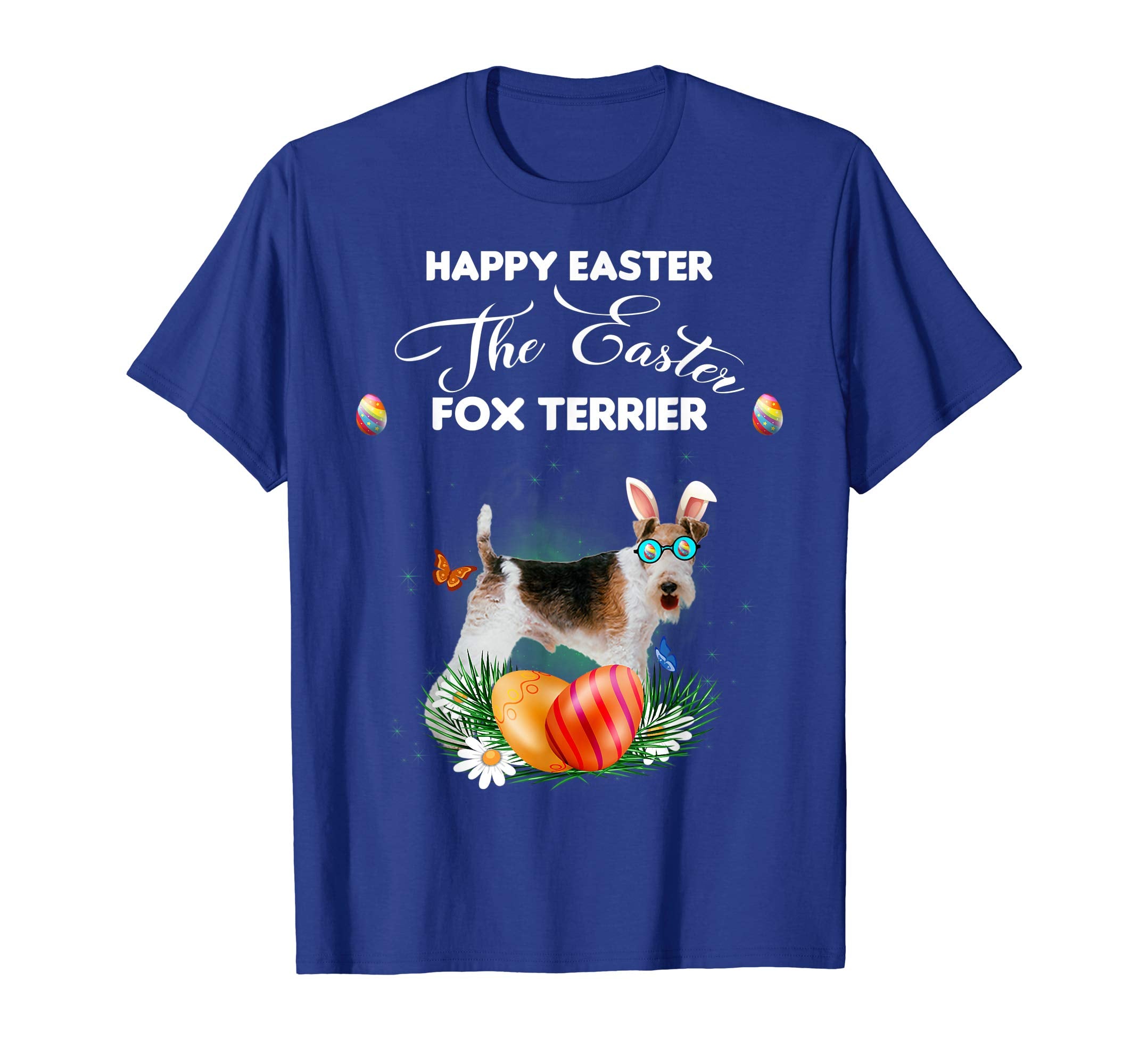 Fox Terrier Dog Sunglass Bunny Happy Easter Day Tshirt