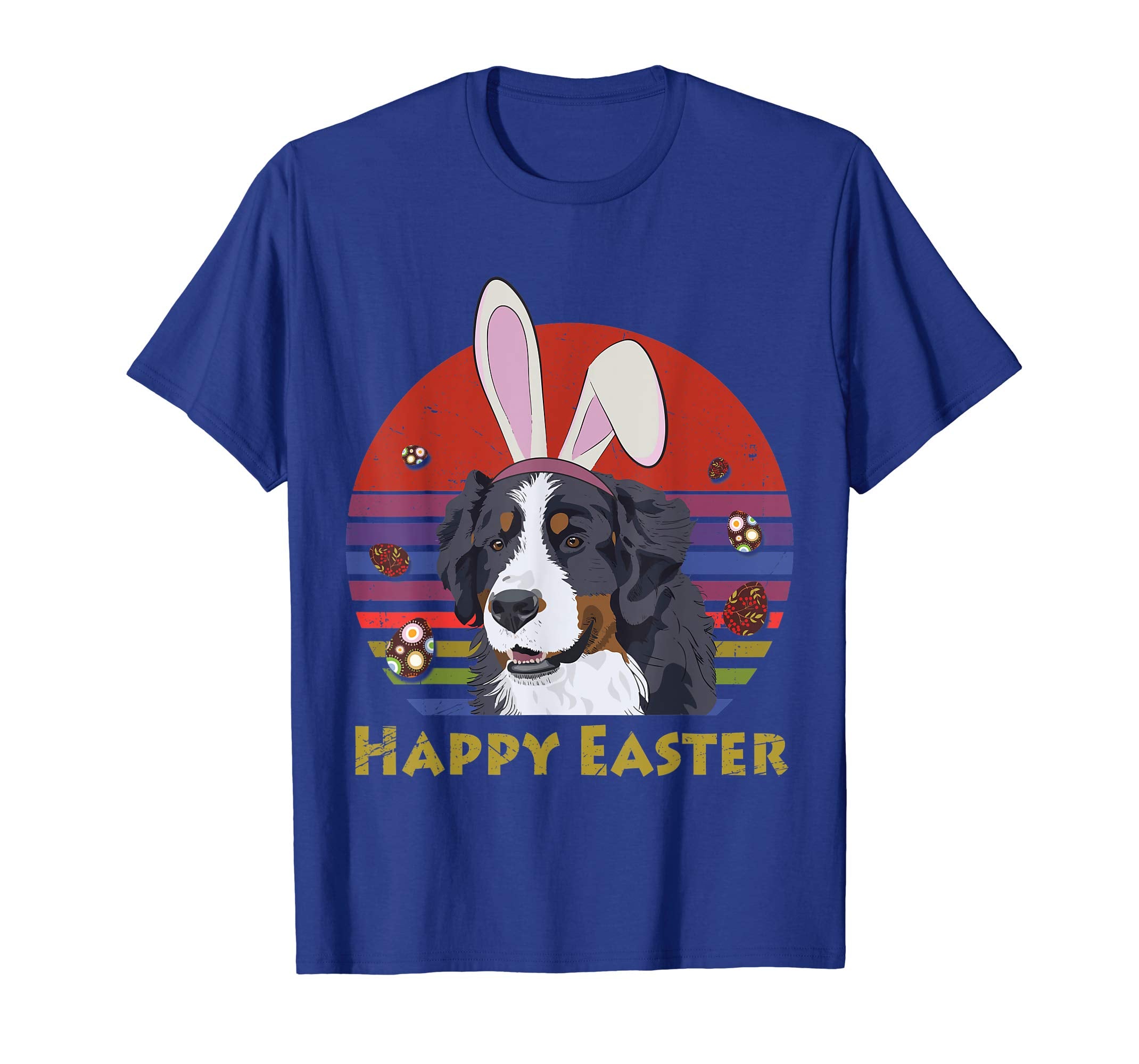 Bernese Mountain Dog With Bunny Headband Happy Easter Tshirt