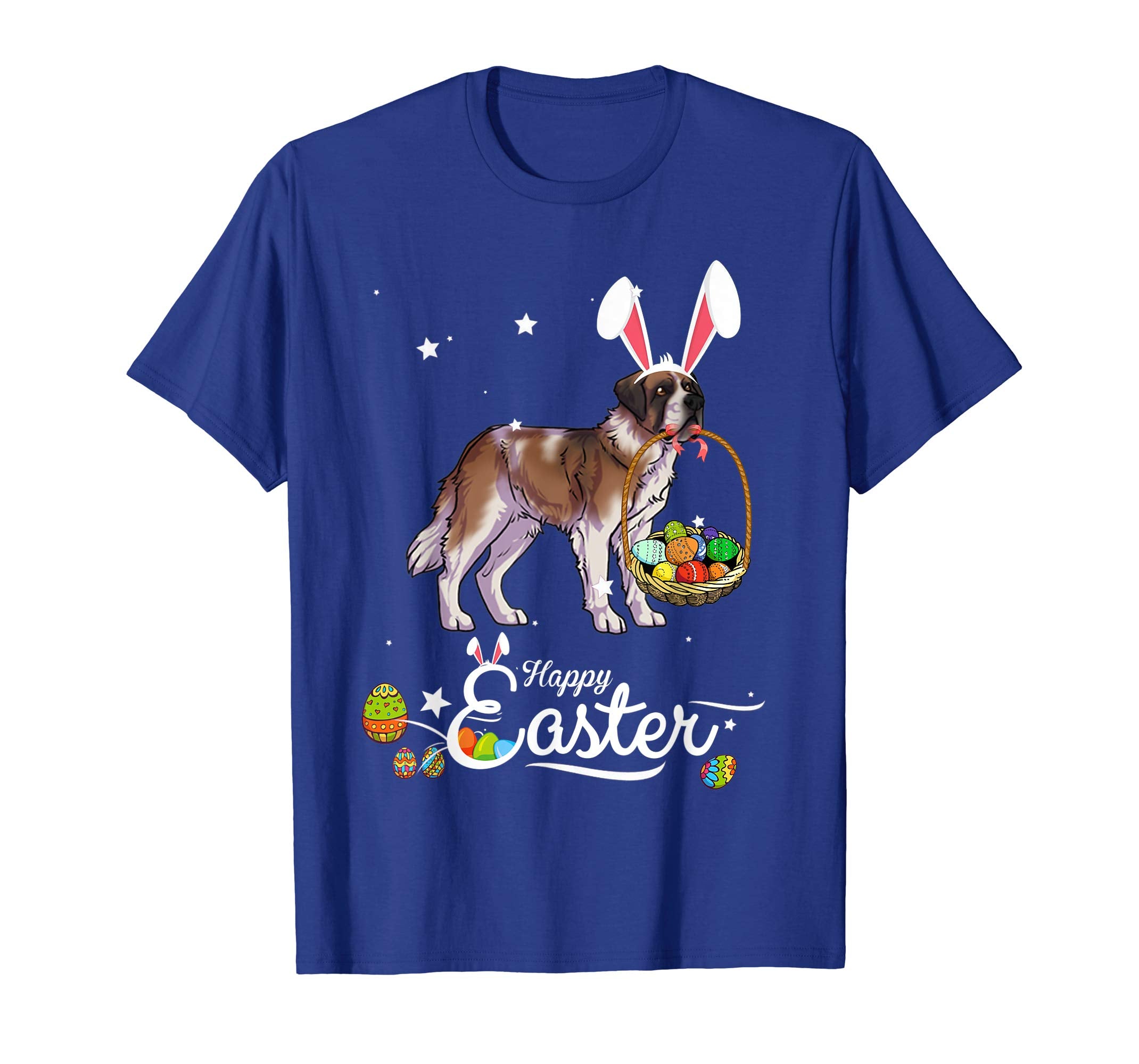 Saint Bernard Dog With Bunny Hat Easter Costume T Shirt
