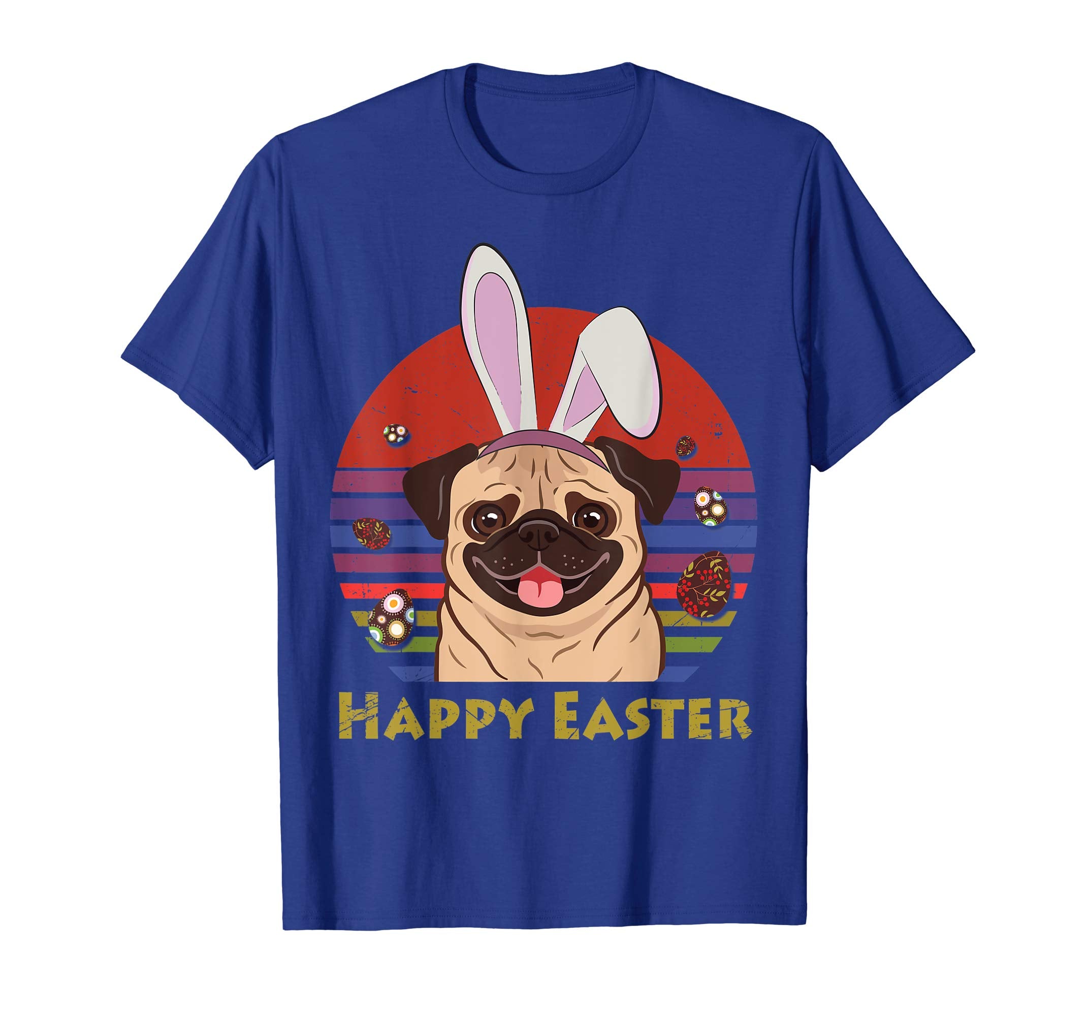 Pug Dog With Bunny Headband Happy Easter Tshirt Easter Gifts