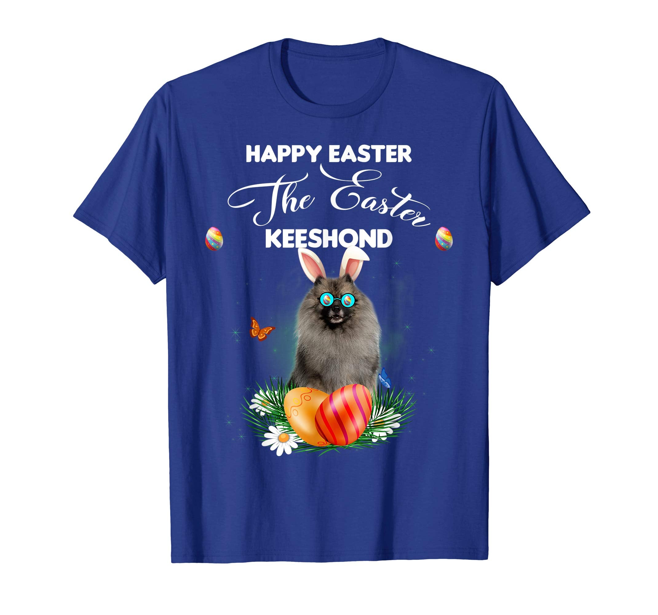 Keeshond Dog Sunglass Bunny Happy Easter Day Tshirt