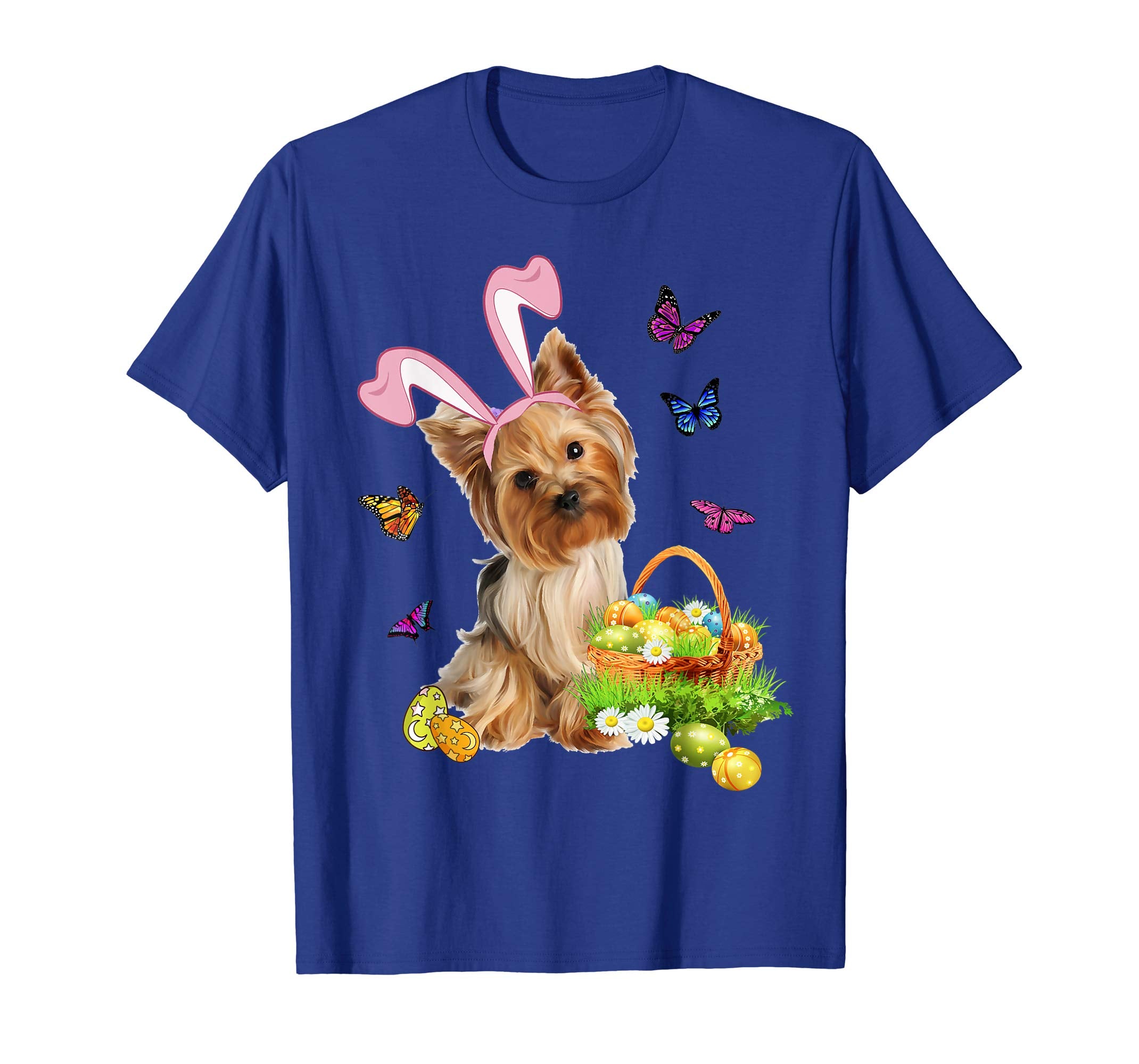 Yorkshire Terrier Bunny Hat Rabbit Easter Eggs T-Shirt