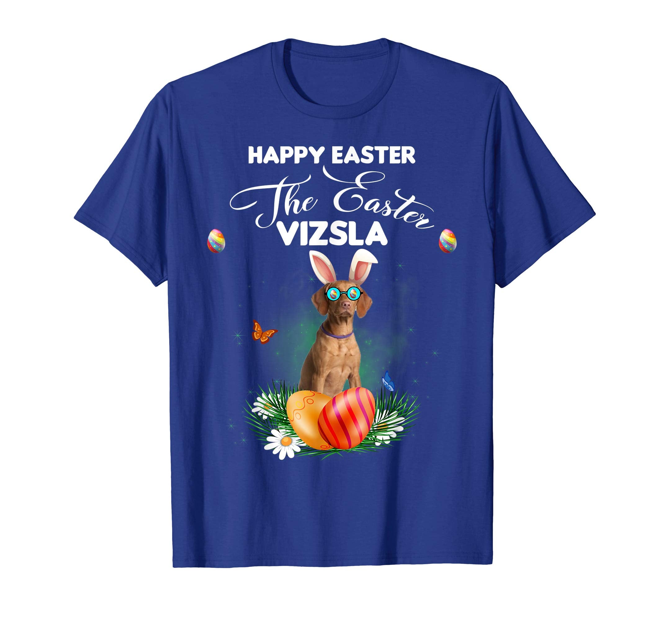 Vizsla Dog Sunglass Bunny Happy Easter Day Tshirt