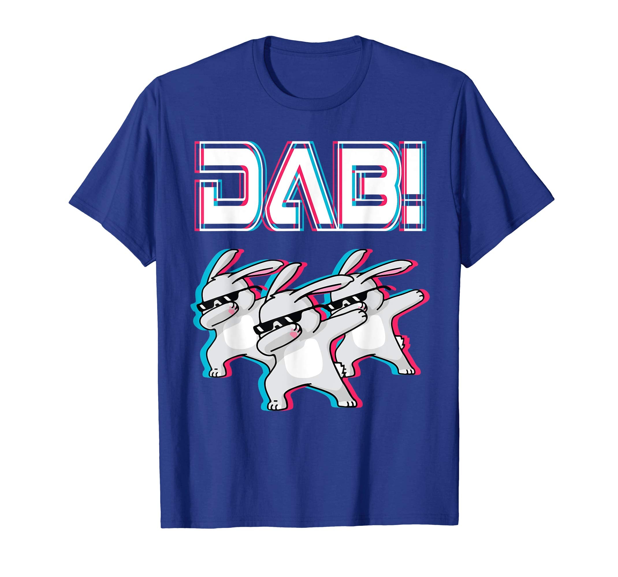 Light Retro Three Bunny Dabbing Dance Happy Easter Shirt DAB
